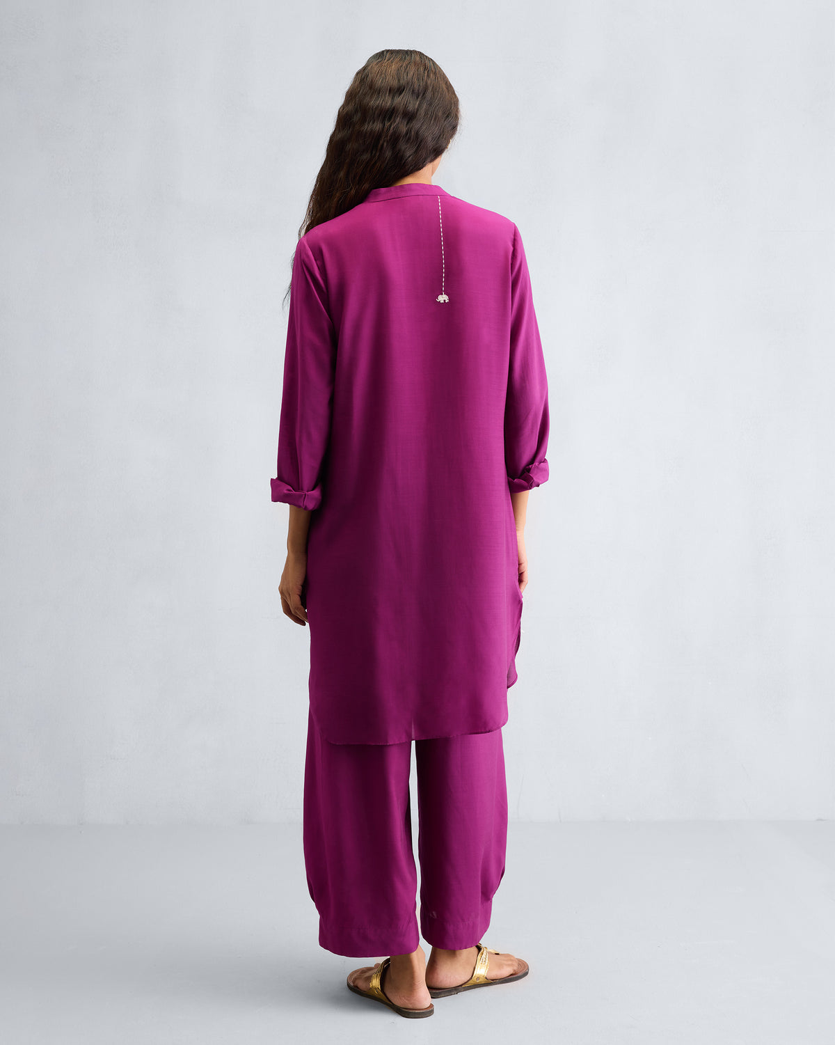 The Basic Mid Length Kurta Set - Mulberry