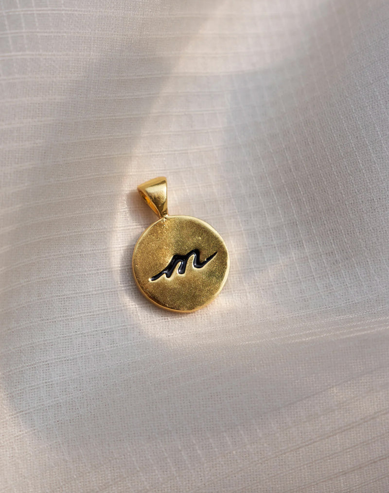 Alphabet M Charm- Black & Gold