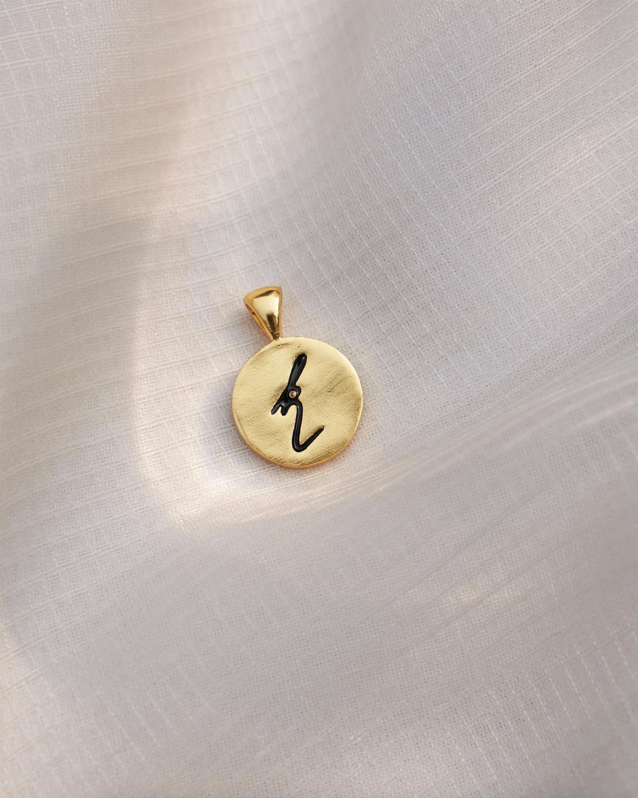 Alphabet K Charm- Black & Gold