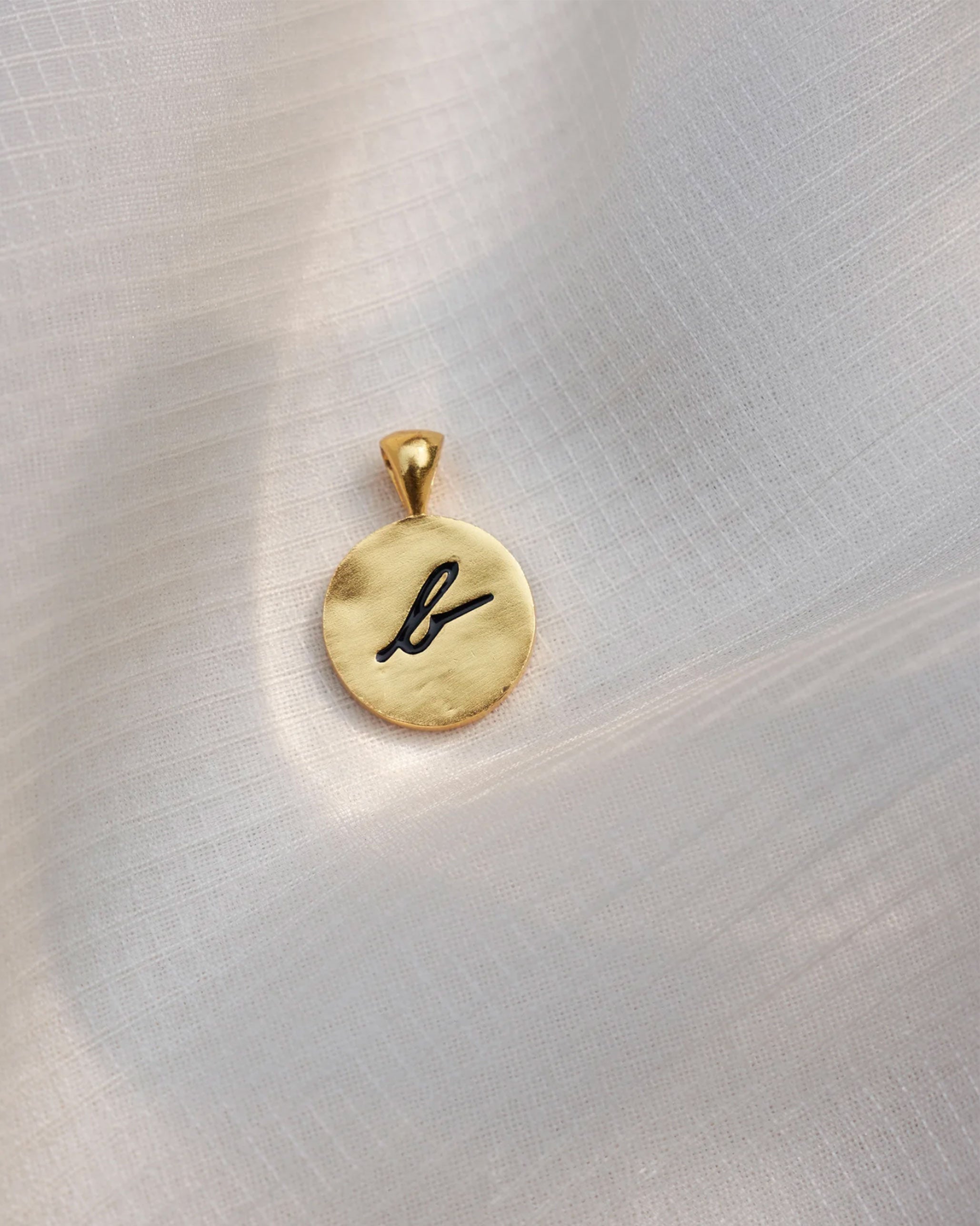 Alphabet B Charm- Black & Gold