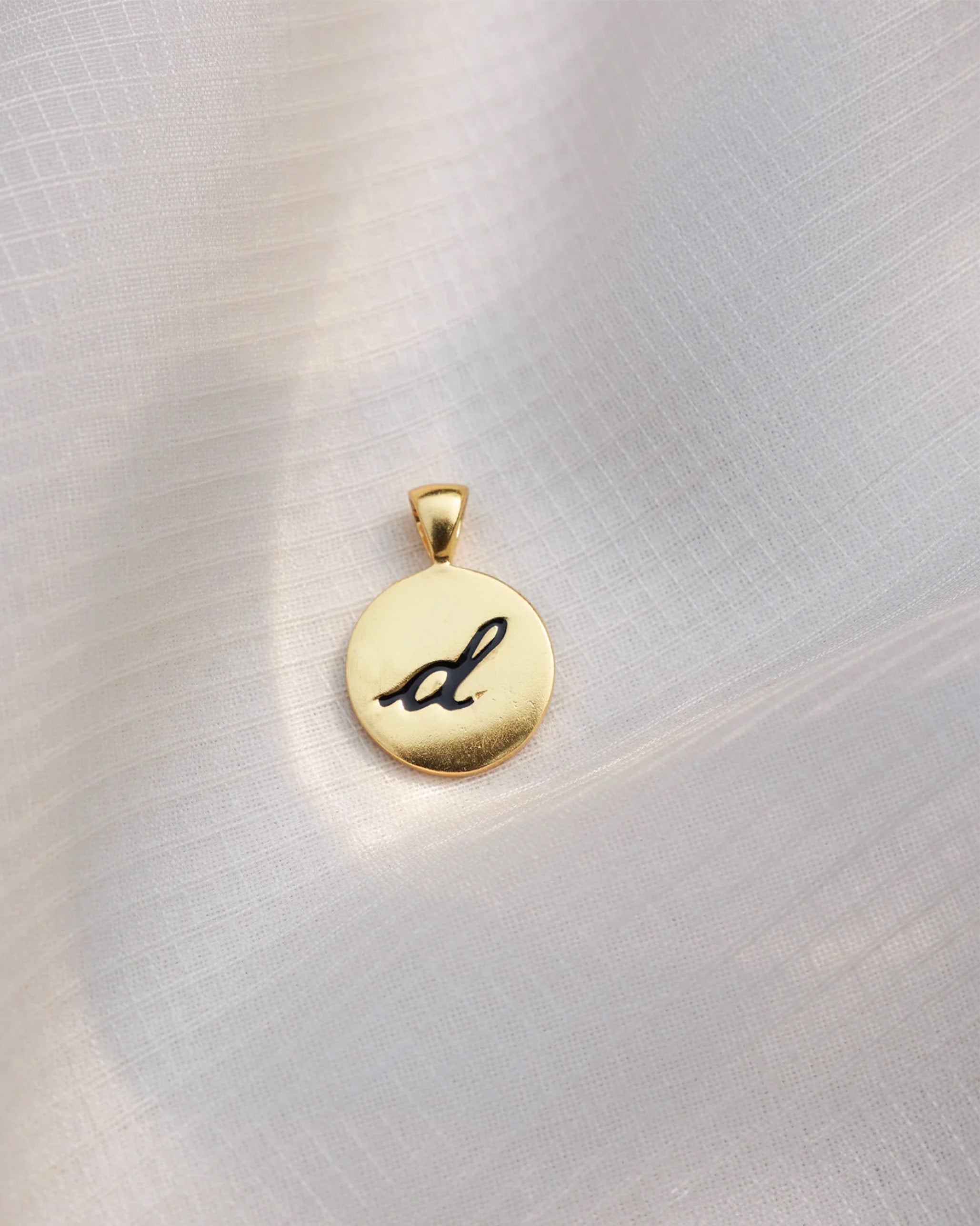 Alphabet D Charm - Black & Gold