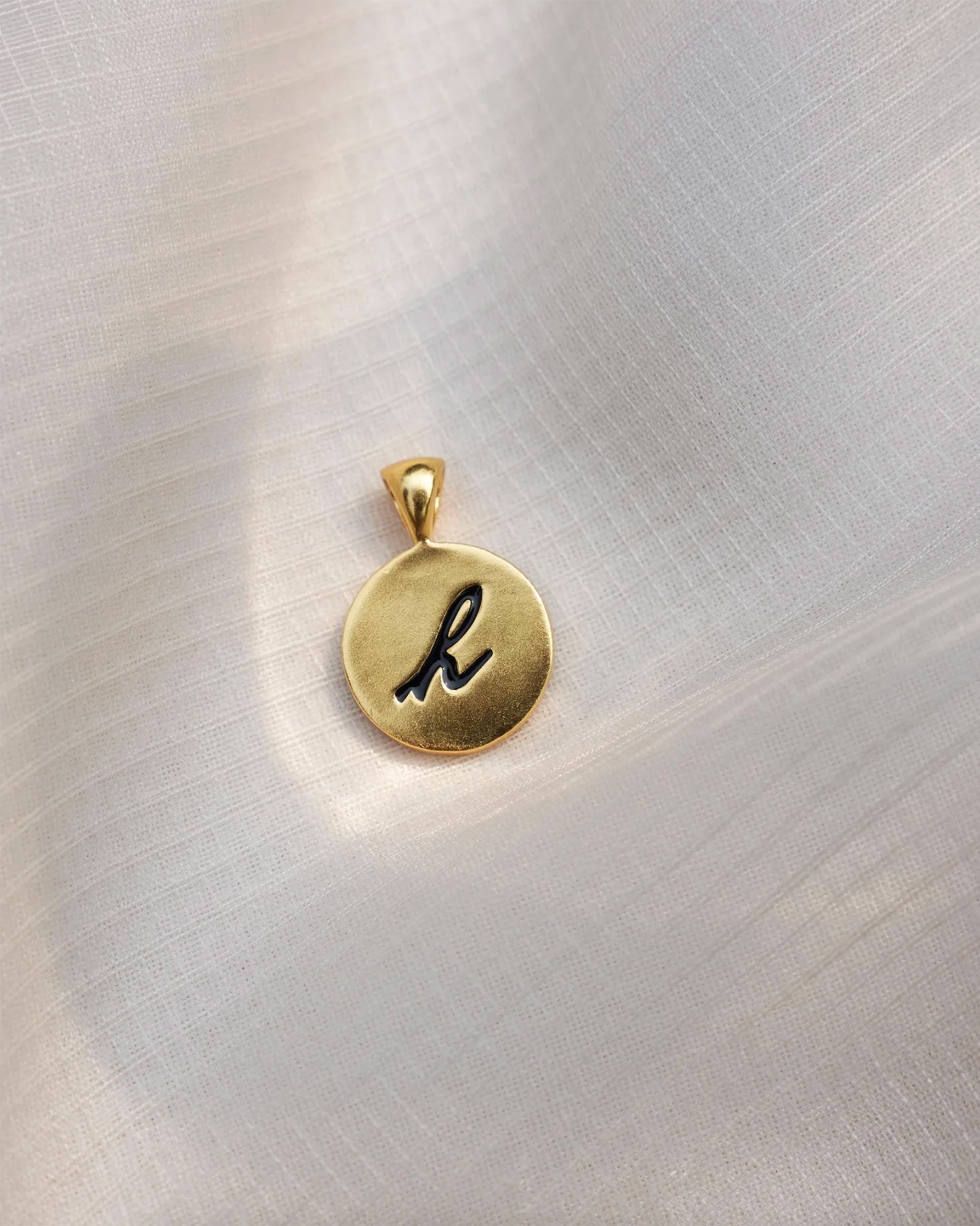 Alphabet H Charm- Black & Gold