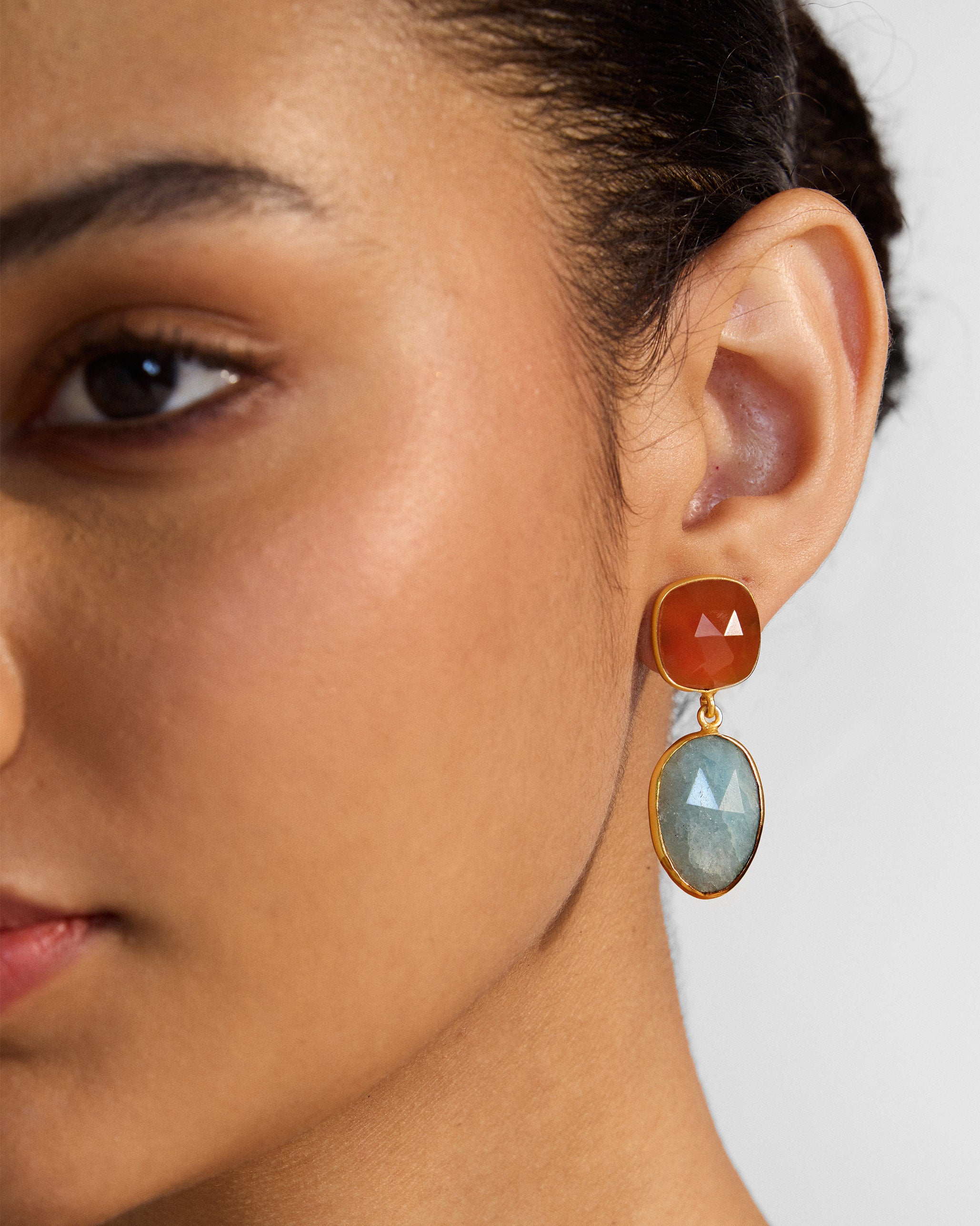 Icy Amber Earrings - Orange