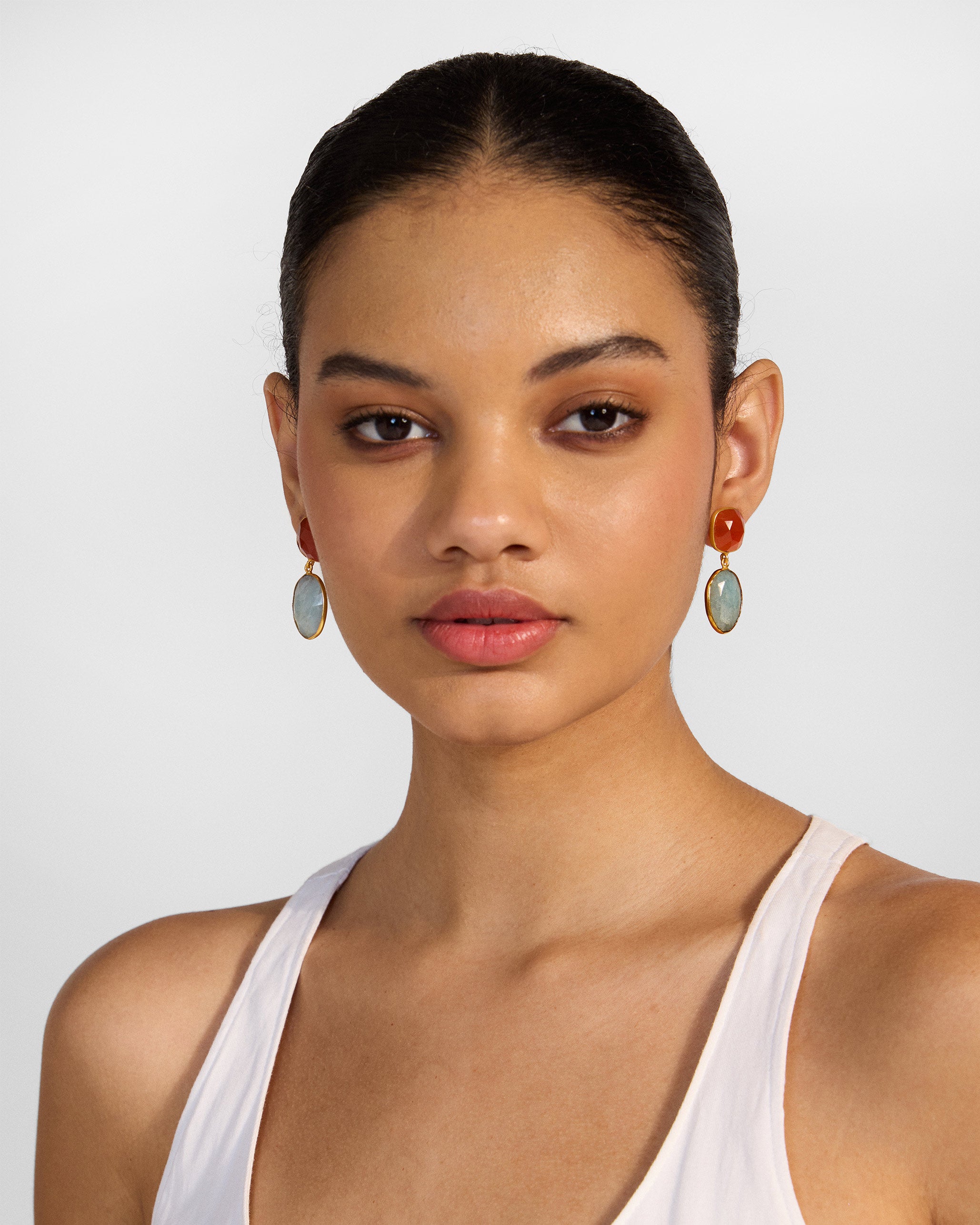 Icy Amber Earrings - Orange
