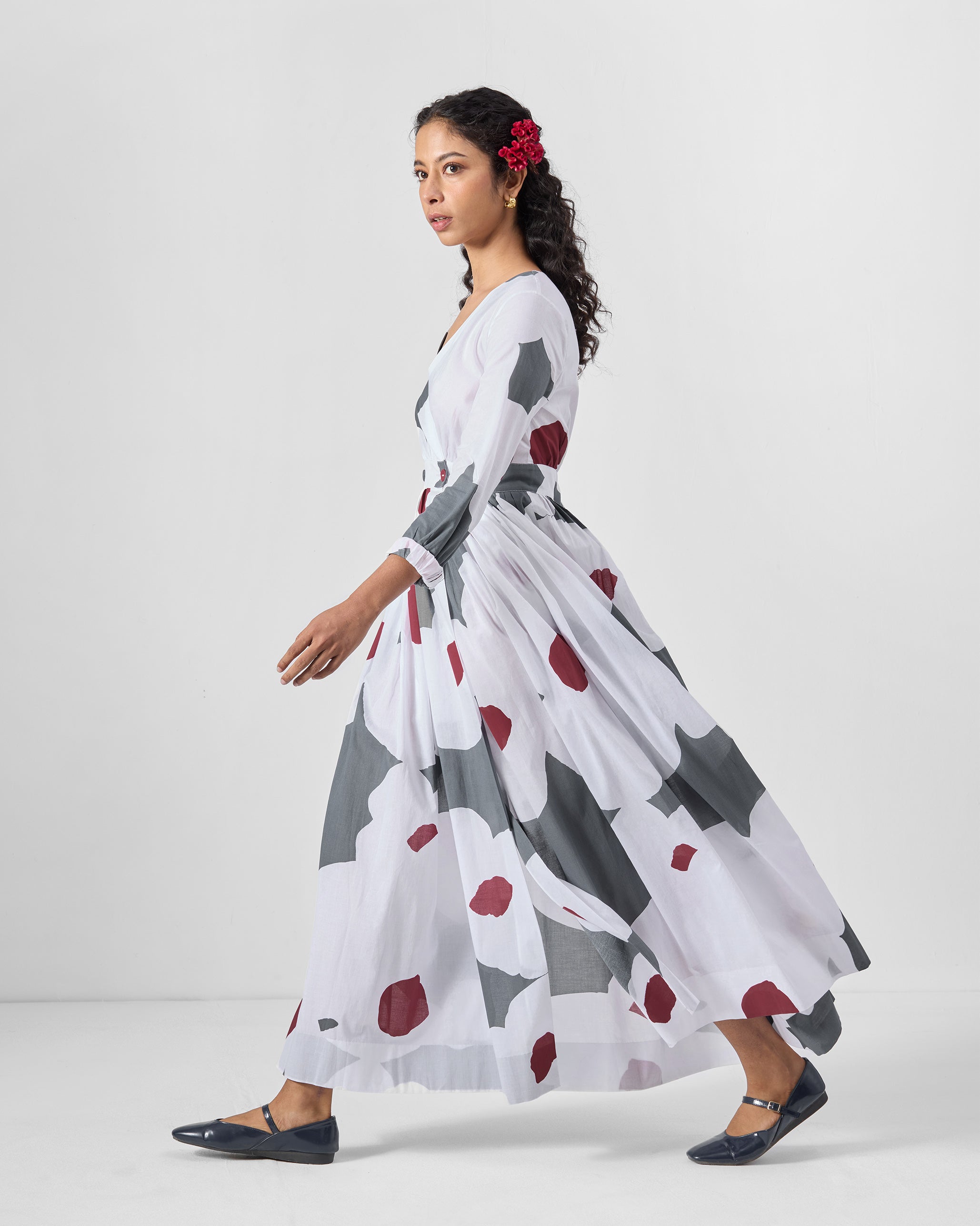 Nico Dress - Grey & White