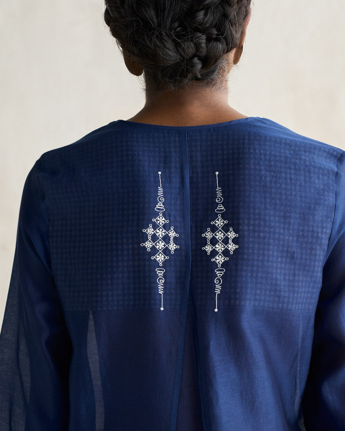 Lama Smocked Kurta - Electric Blue