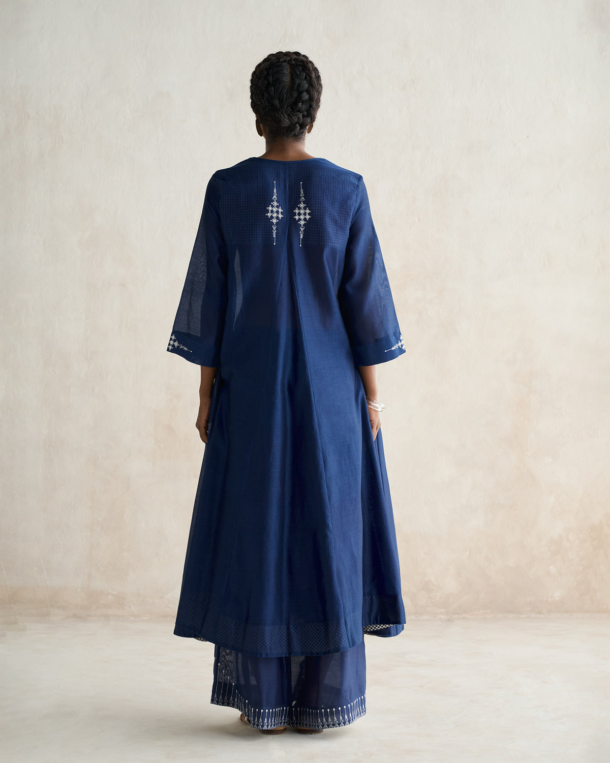 Lama Smocked Kurta - Electric Blue