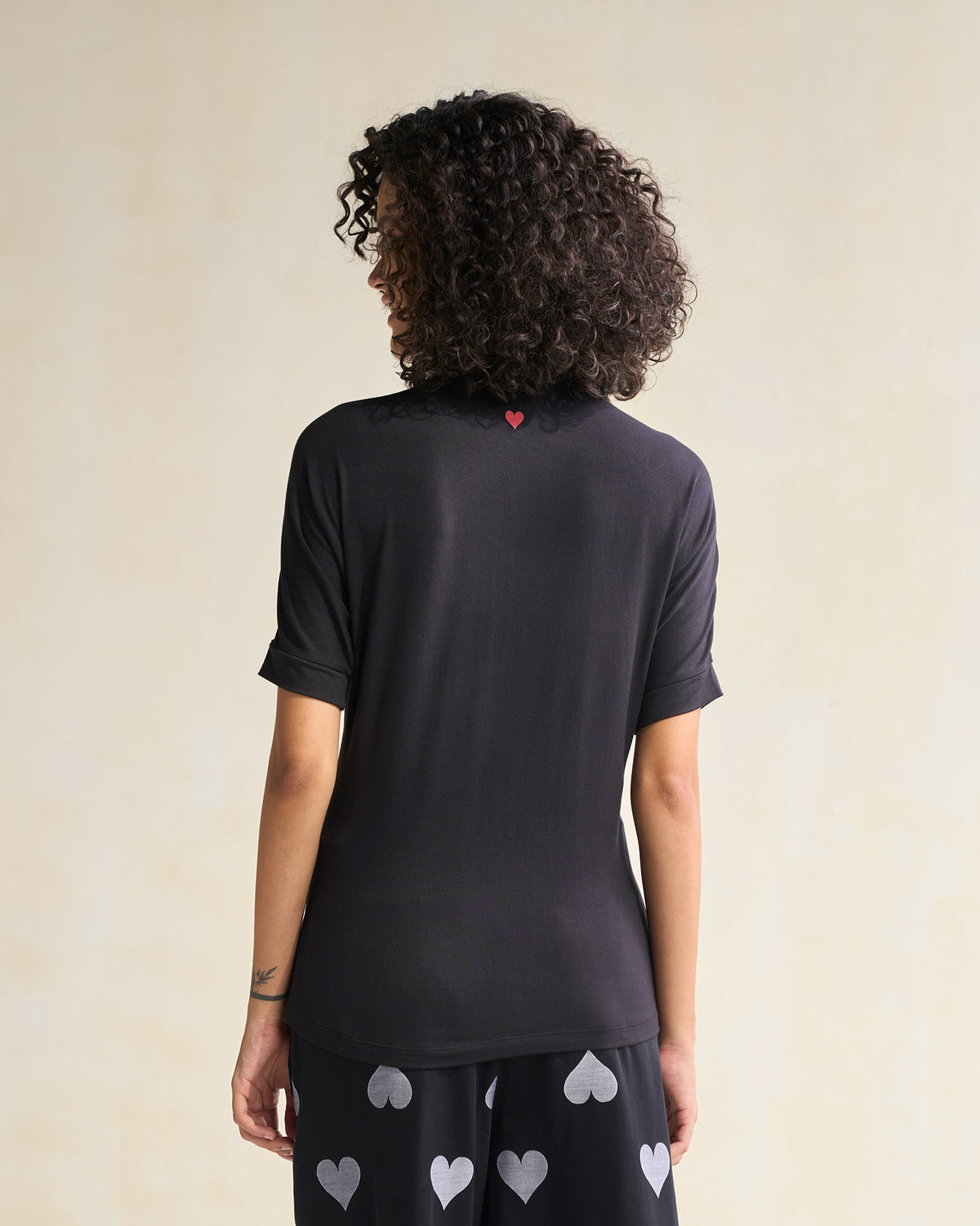 Gathered Jersey Top - Black