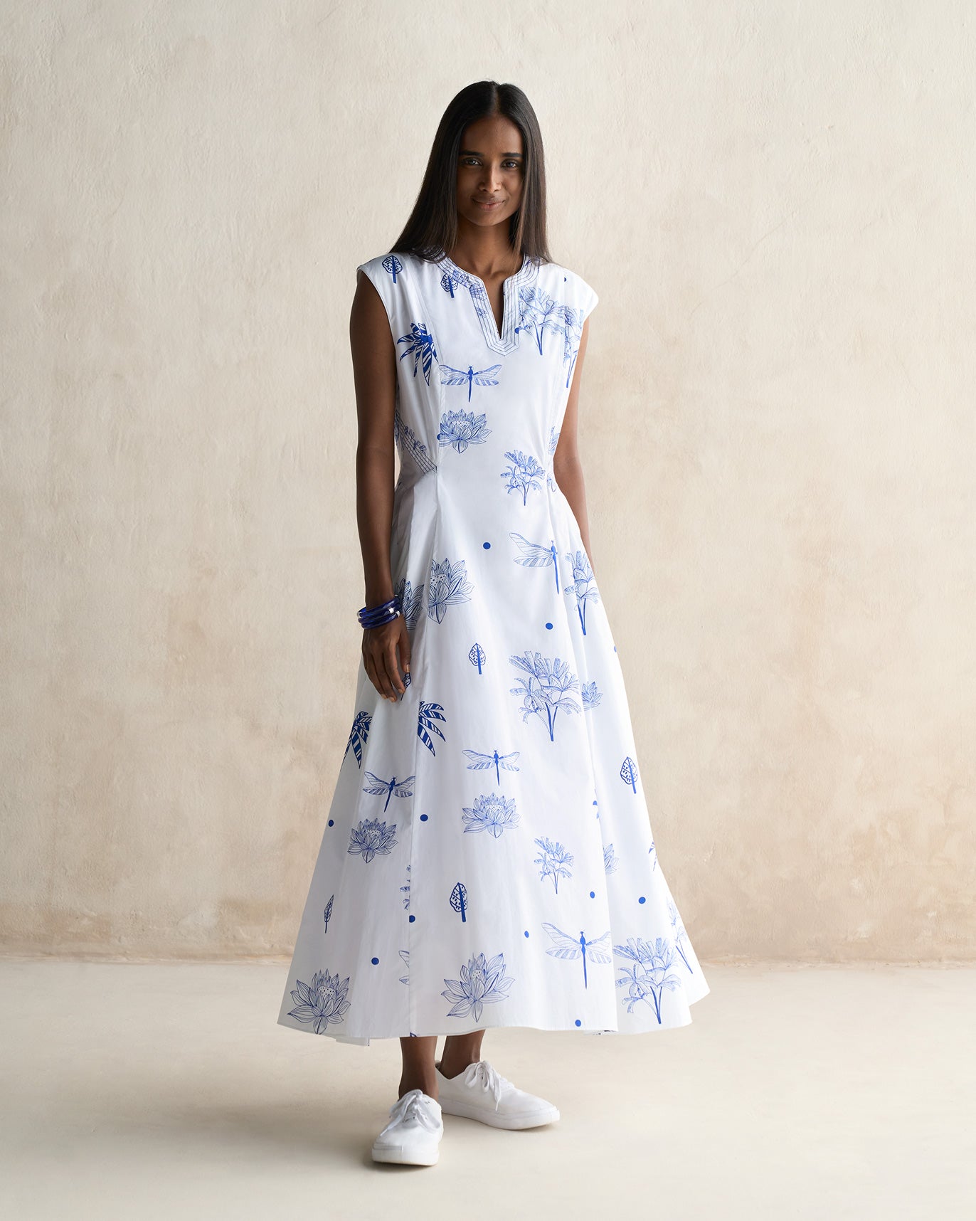 Sankara Dress - White & Blue