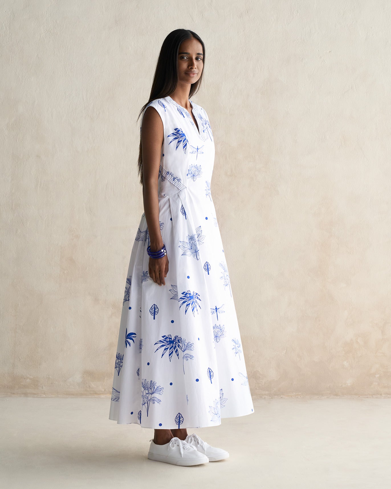 Sankara Dress - White & Blue