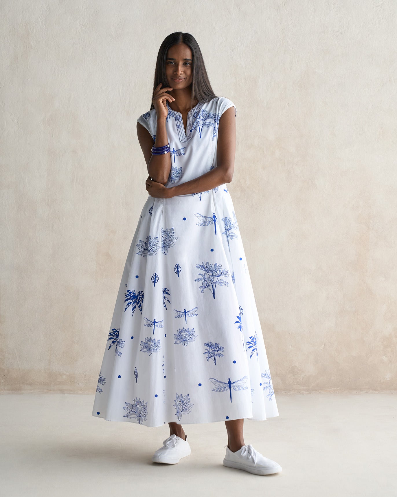 Sankara Dress - White & Blue