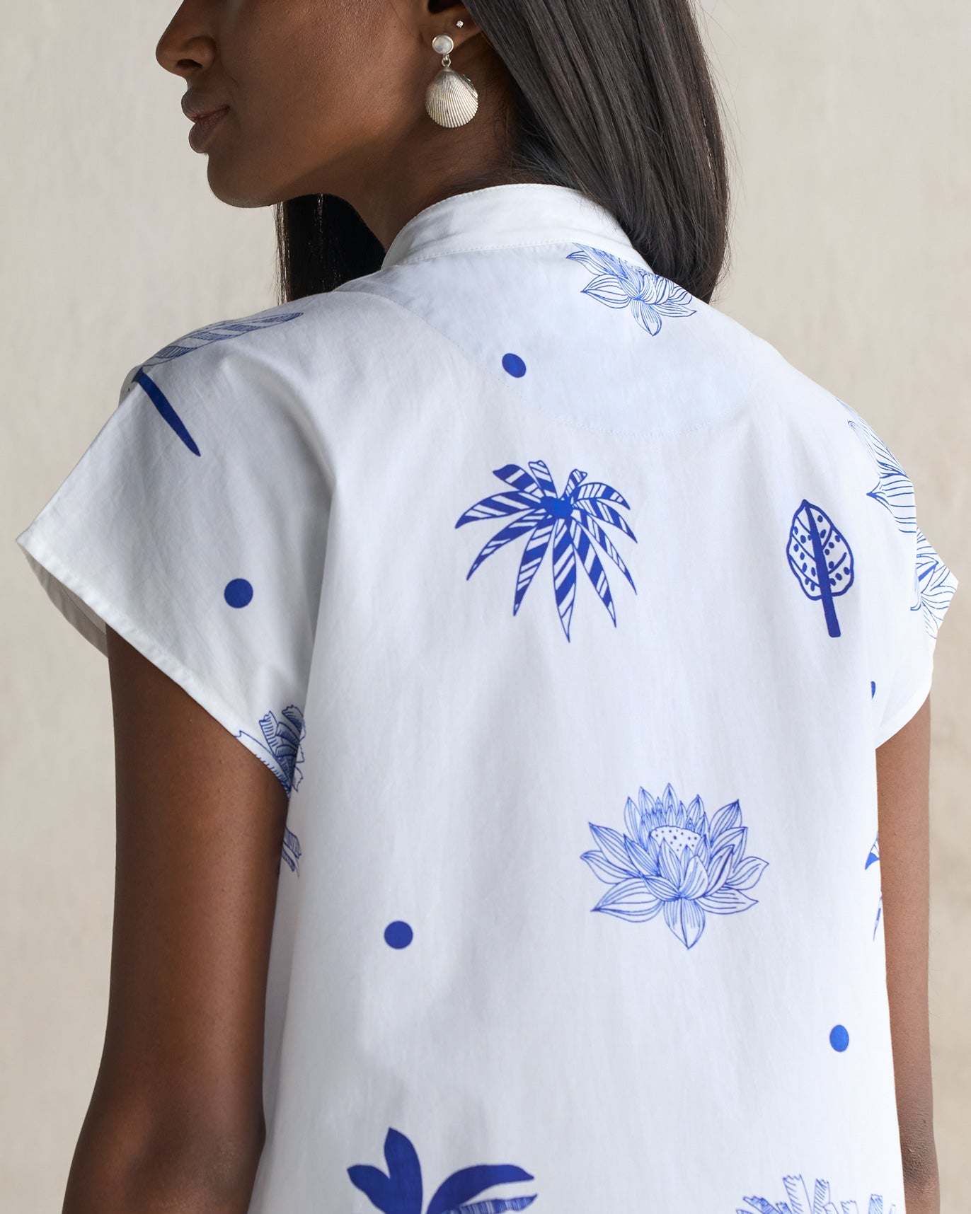 Short Sleeve Kurta - Blue & White