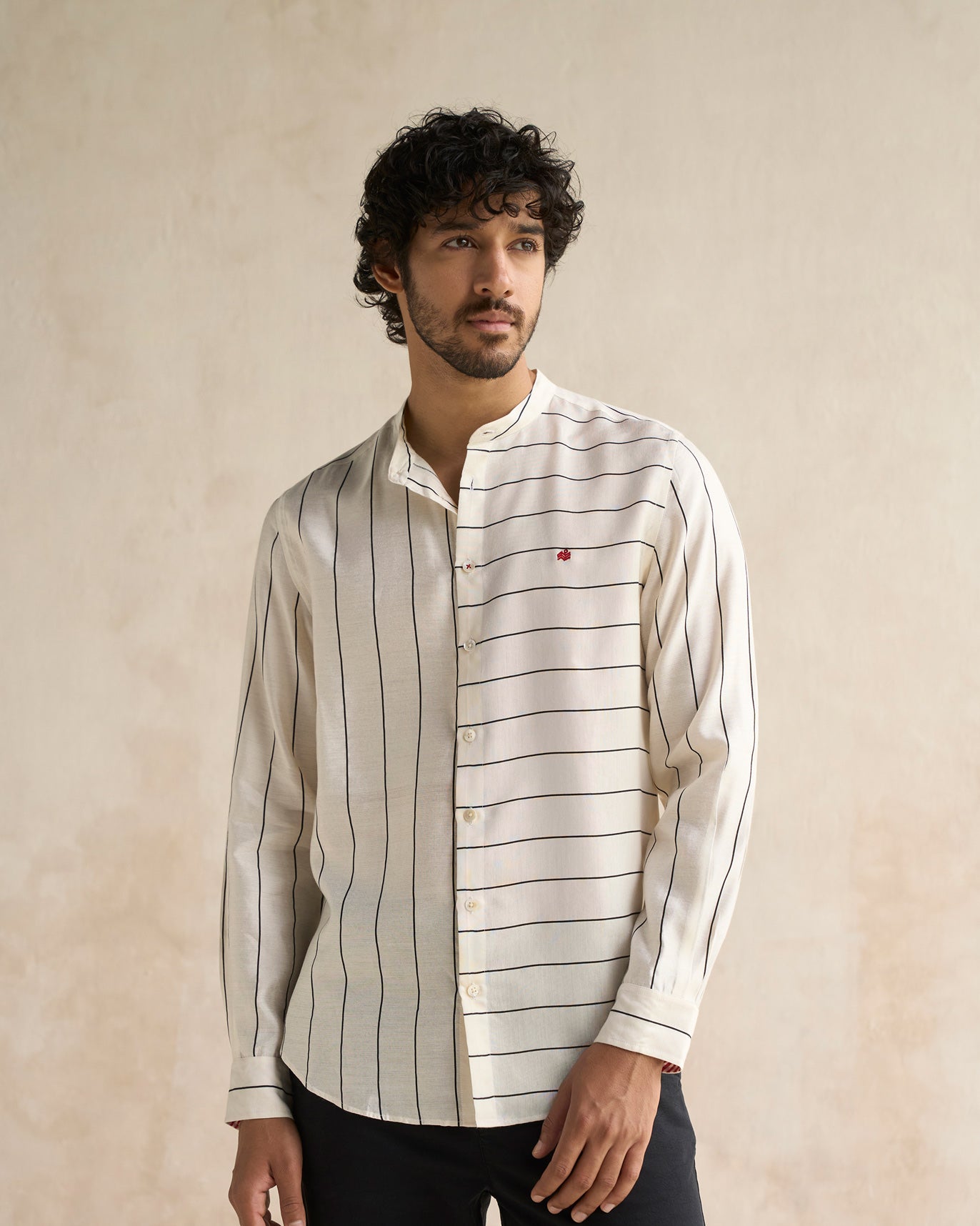 Nawab Shirt - Ivory & Black
