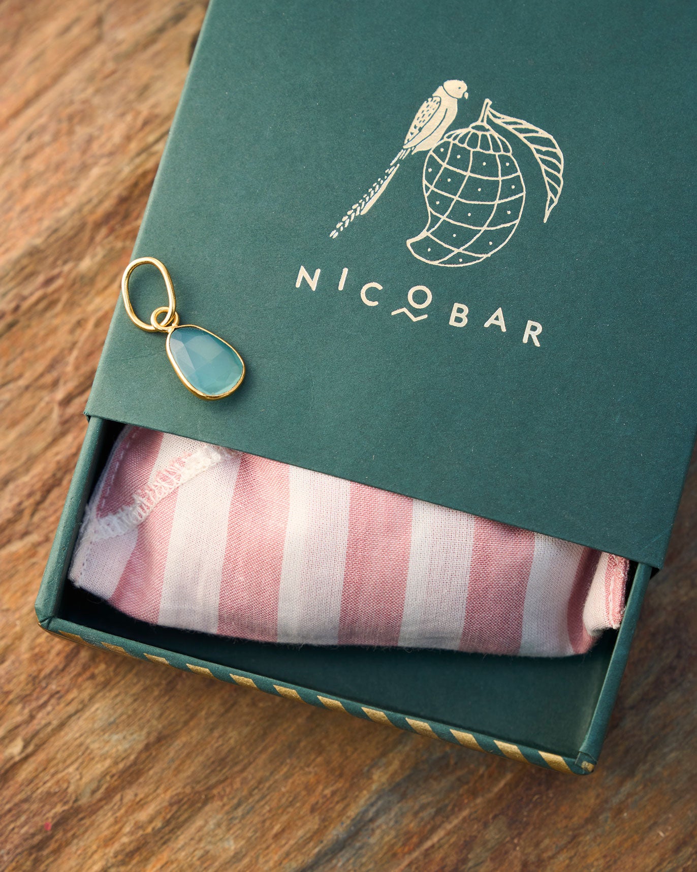 Sea Weed Charm - Gold & Aqua