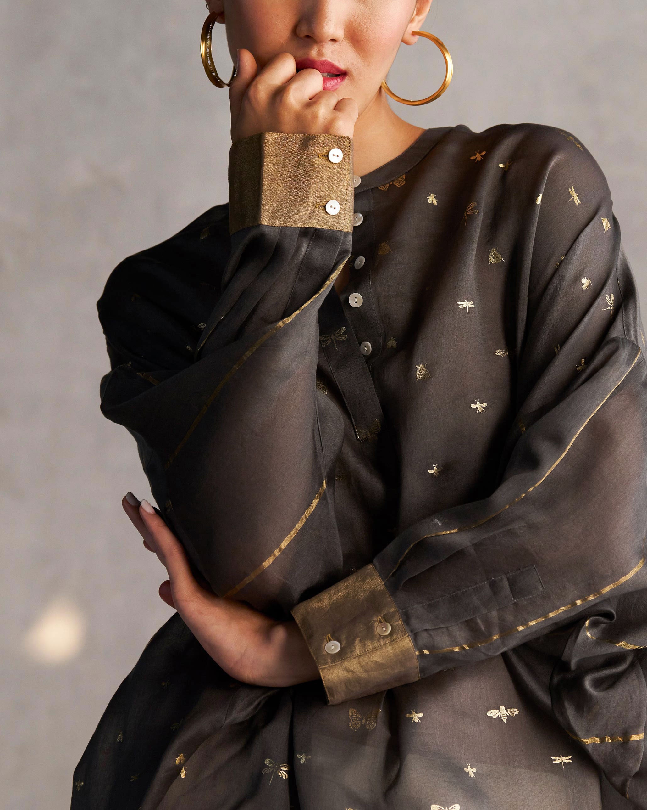 Lazy Saturday Tunic - Charcoal & Gold