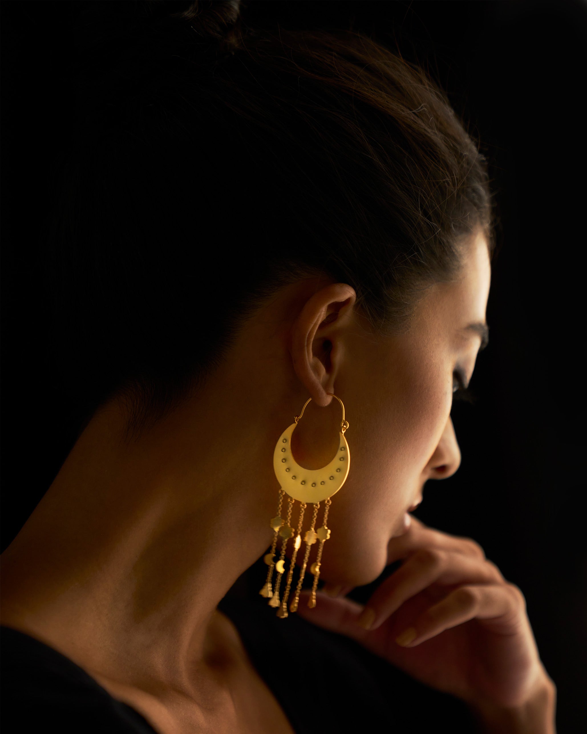 Chaand Sitara Earrings - Gold