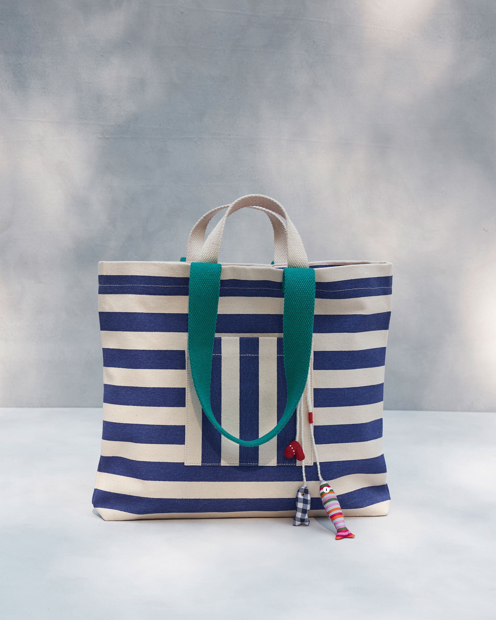 Bagan Stripe Tote - Cobalt Blue & Ivory