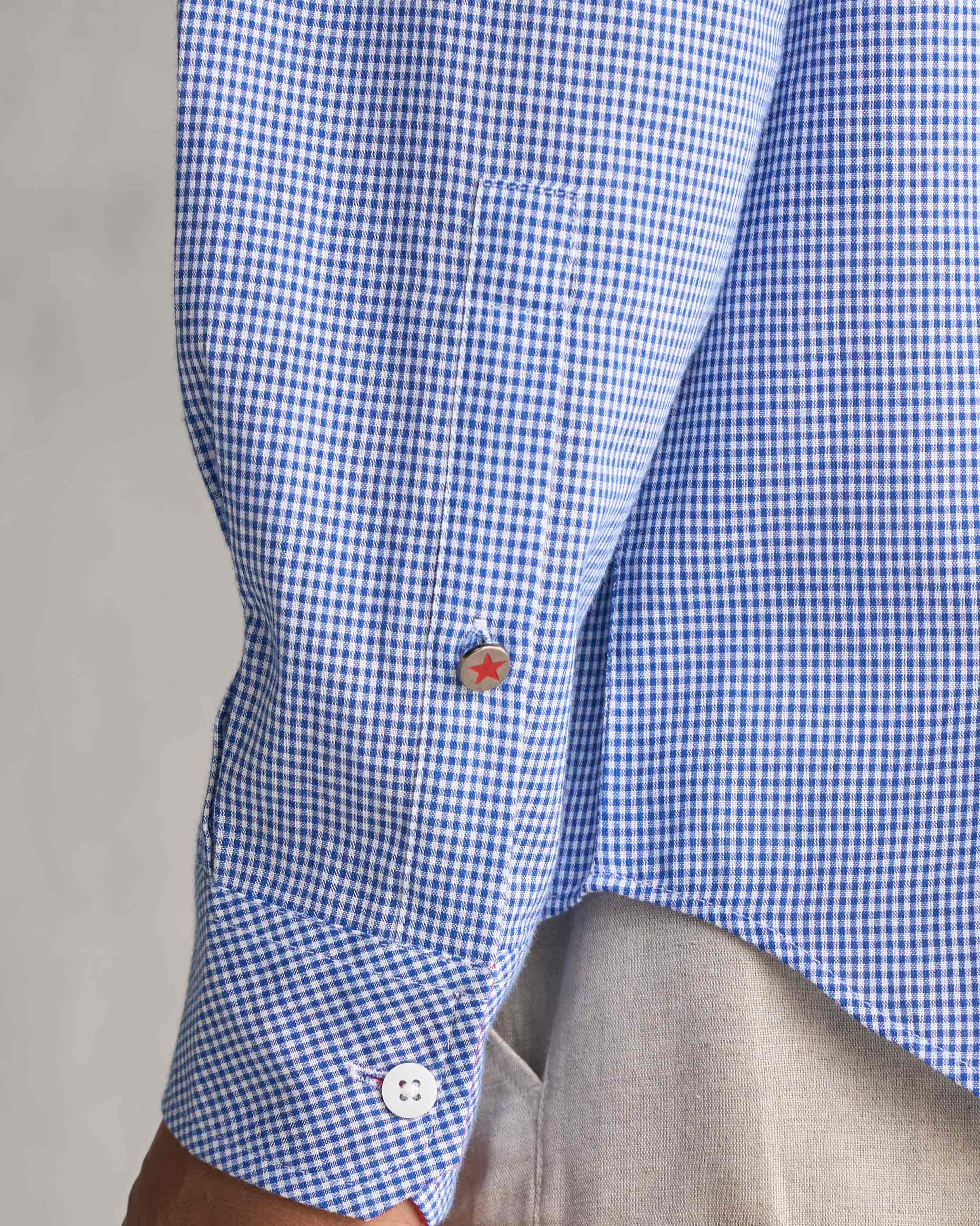 Bias Placket Shirt - Blue Checks