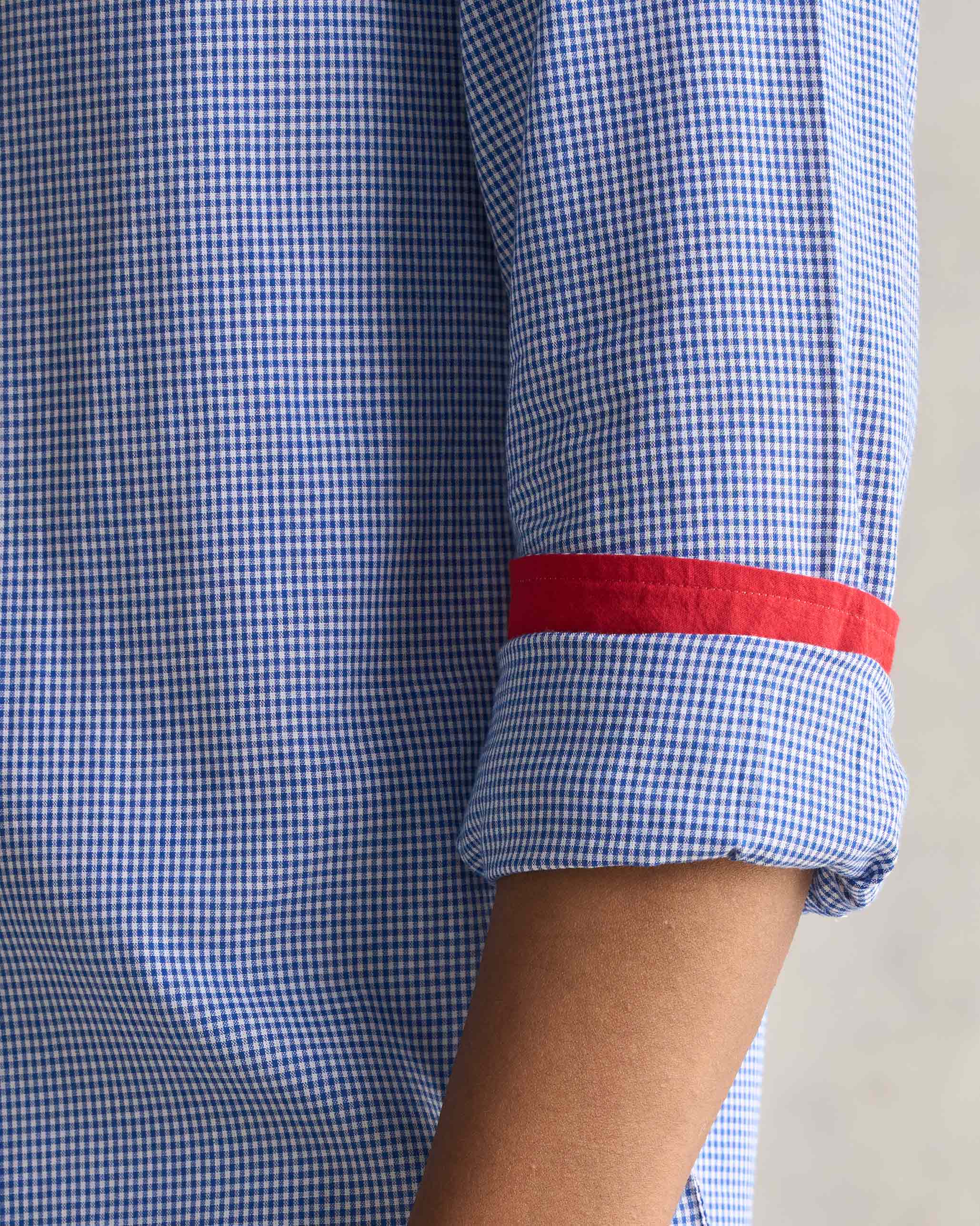 Bias Placket Shirt - Blue Checks