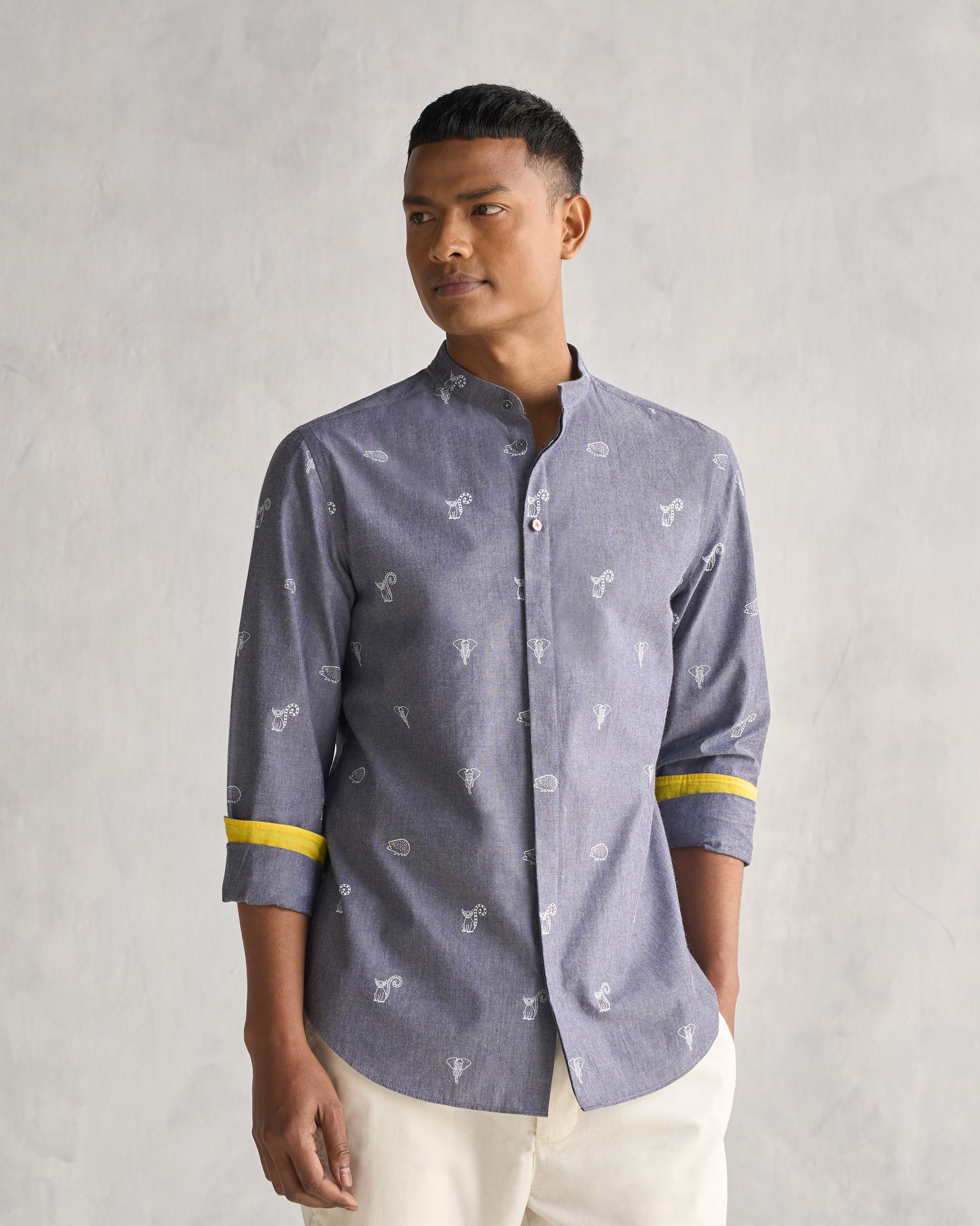 One Button Shirt - Grey