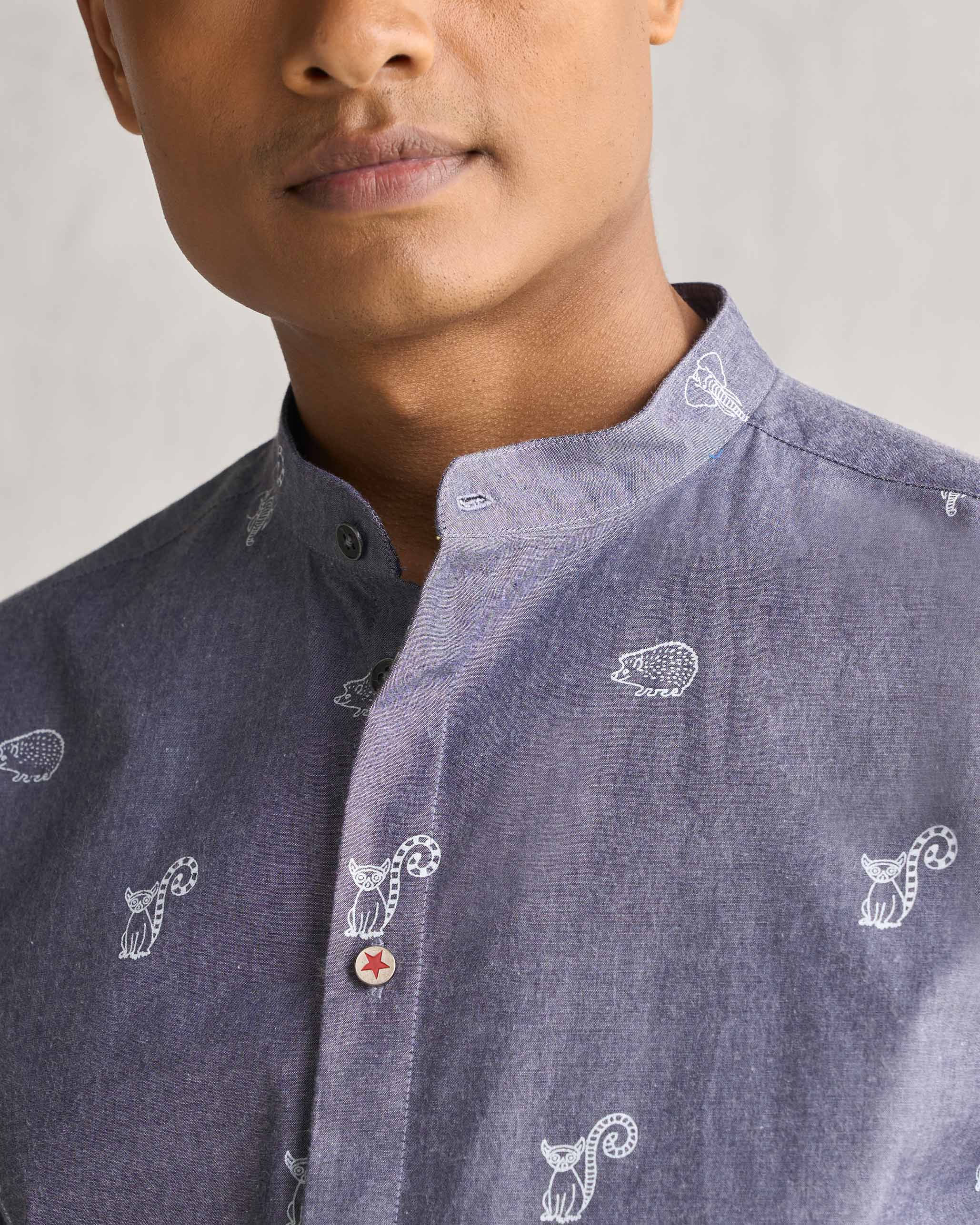 One Button Shirt - Grey