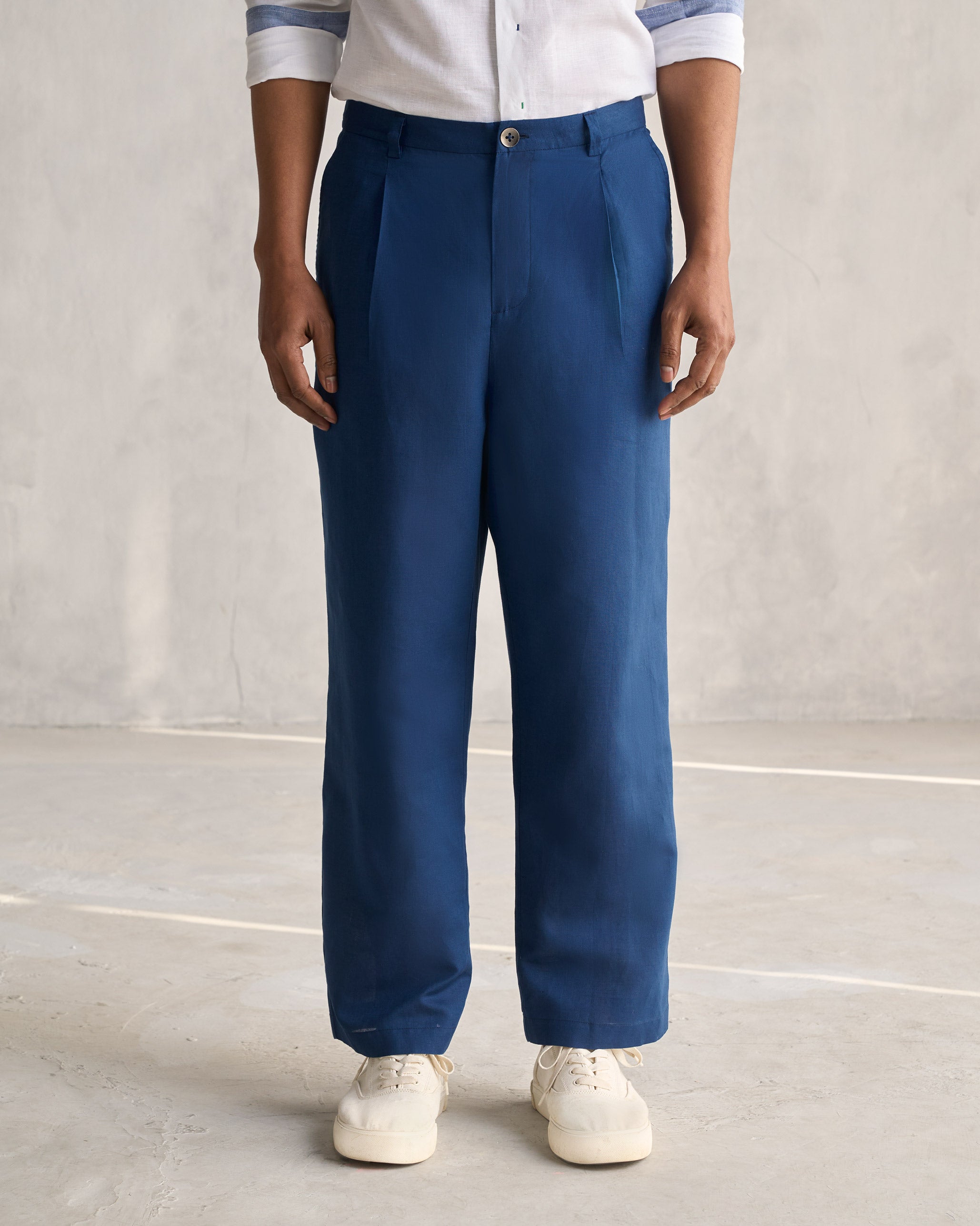 Pleated Pants - Navy