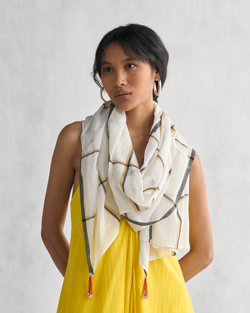 Casey Scarf - Ivory & Yellow