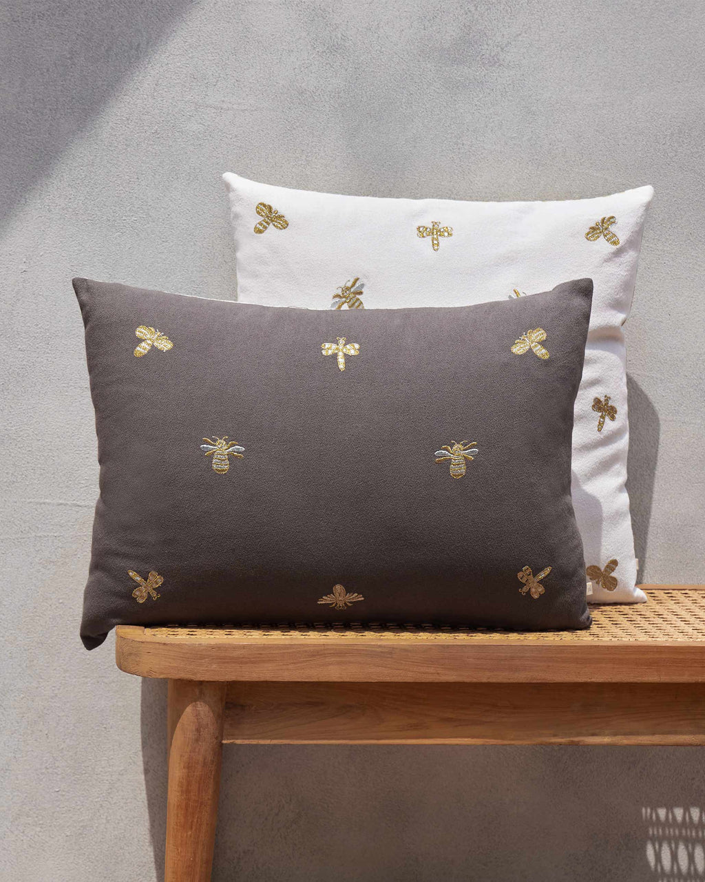 Honeybee Cushion Cover Charcoal