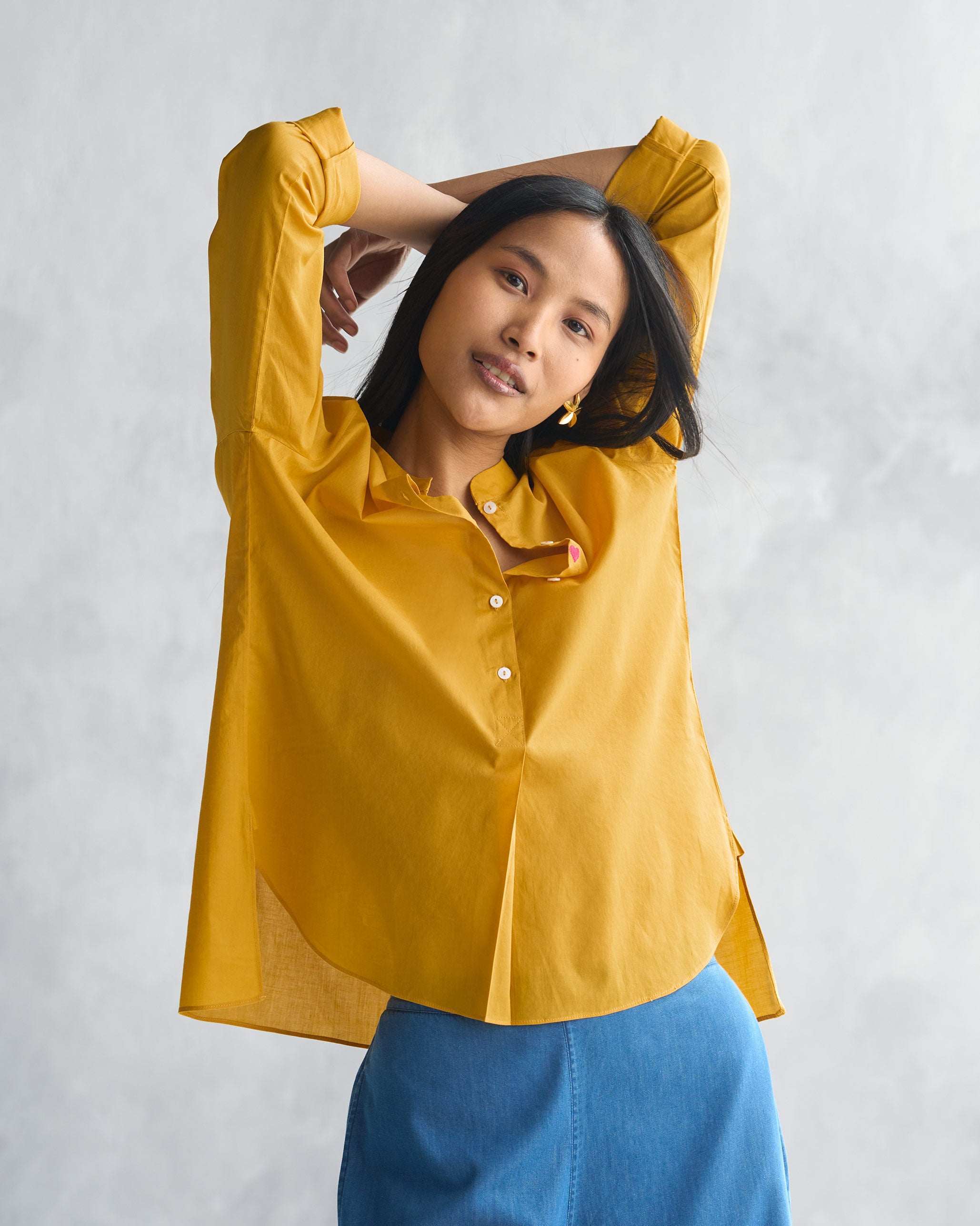 Mandarin Collar Top - Ochre