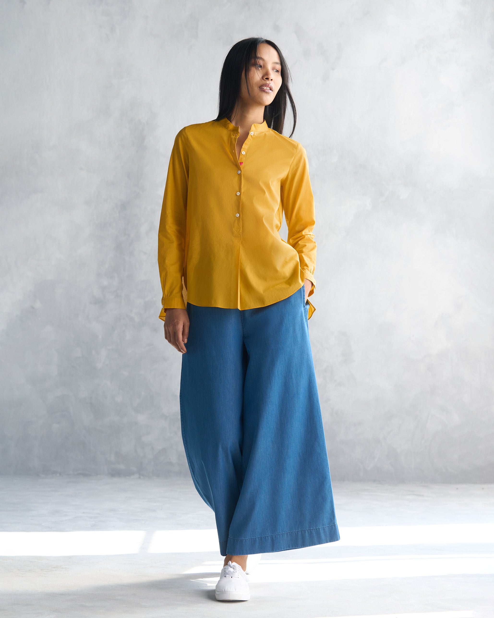 Mandarin Collar Top - Ochre