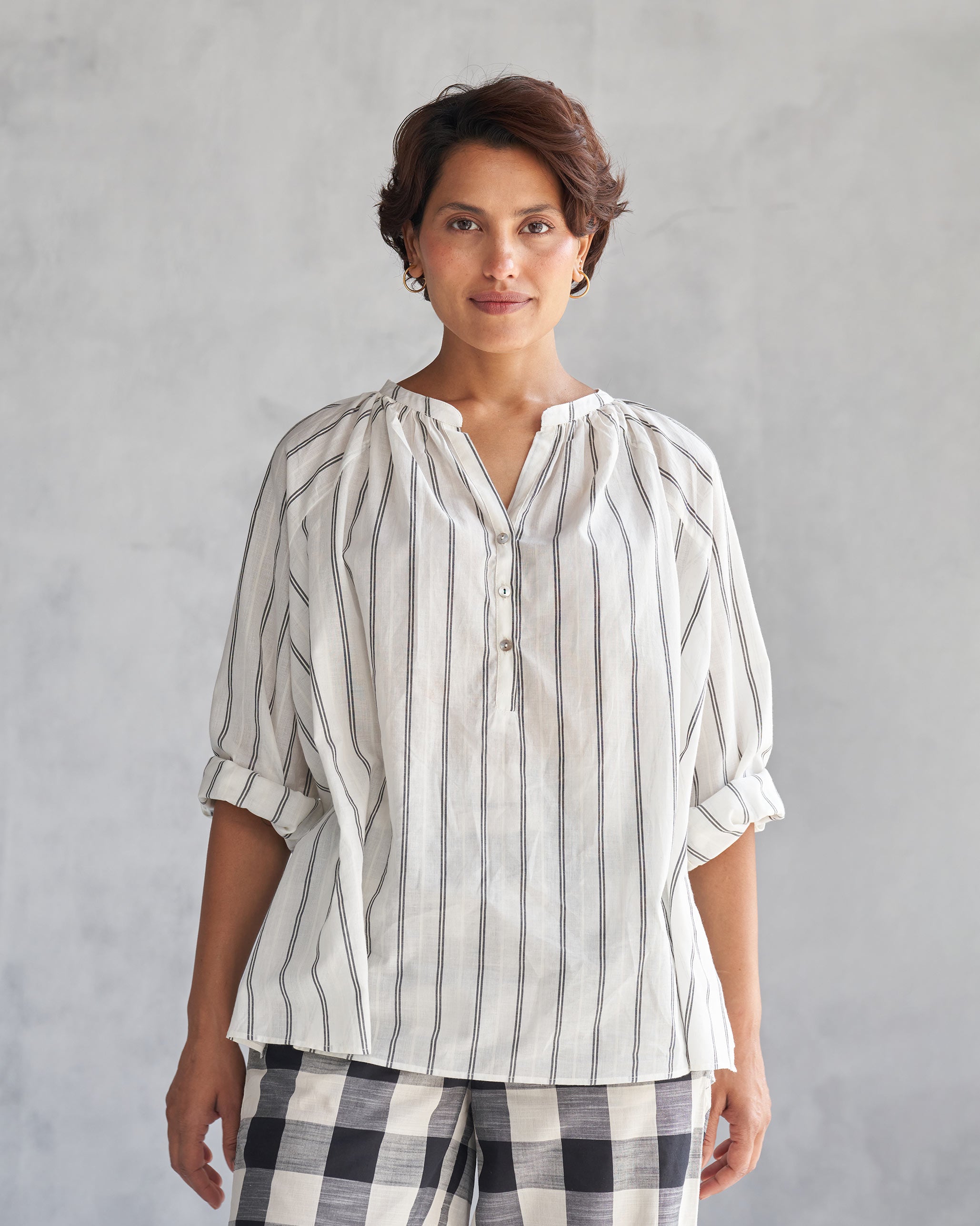 Ukiyo Peasant Top - Ivory