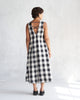 Checkered V-Neck Dress - Black & Ivory