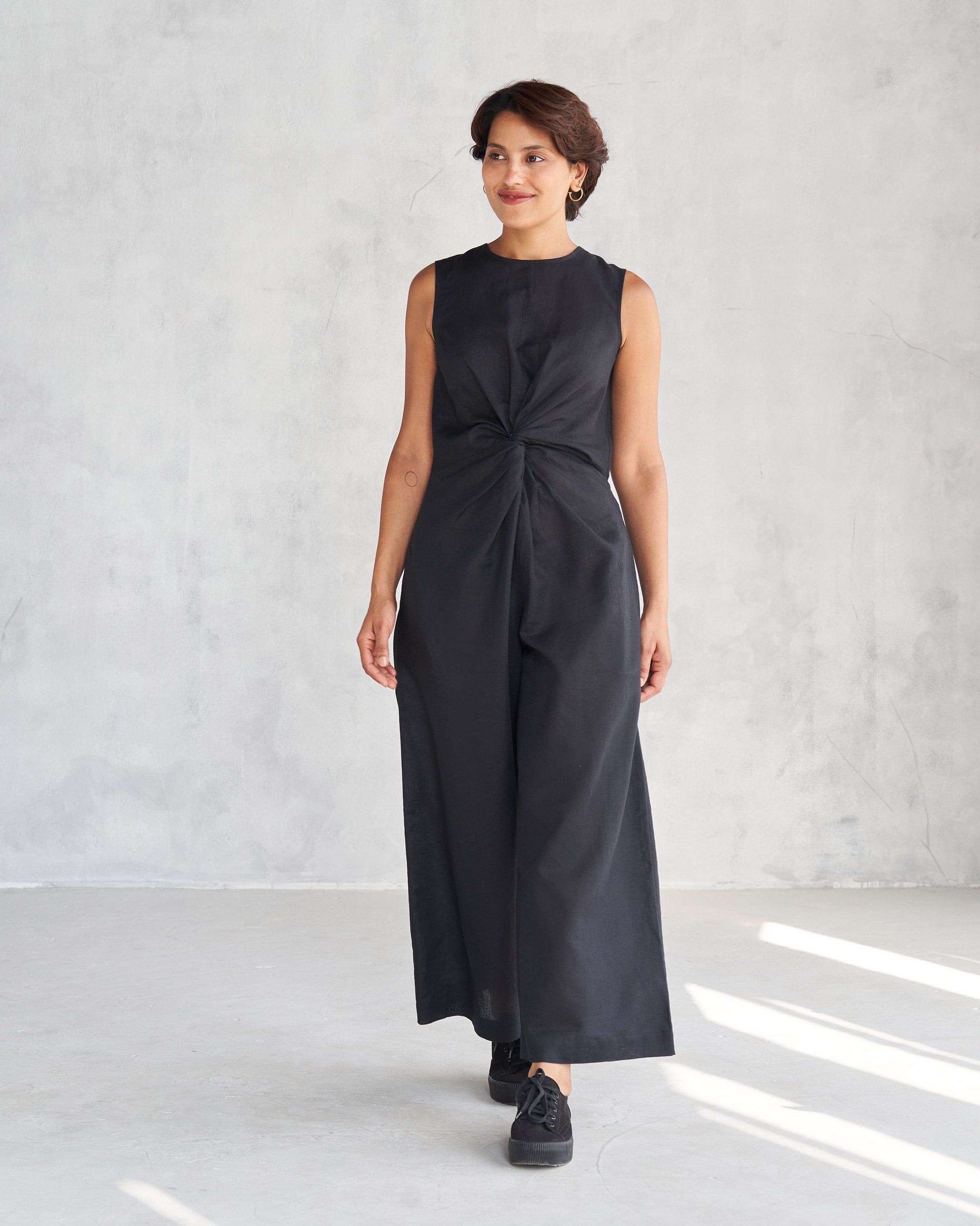 Front Knot Jumpsuit - Black