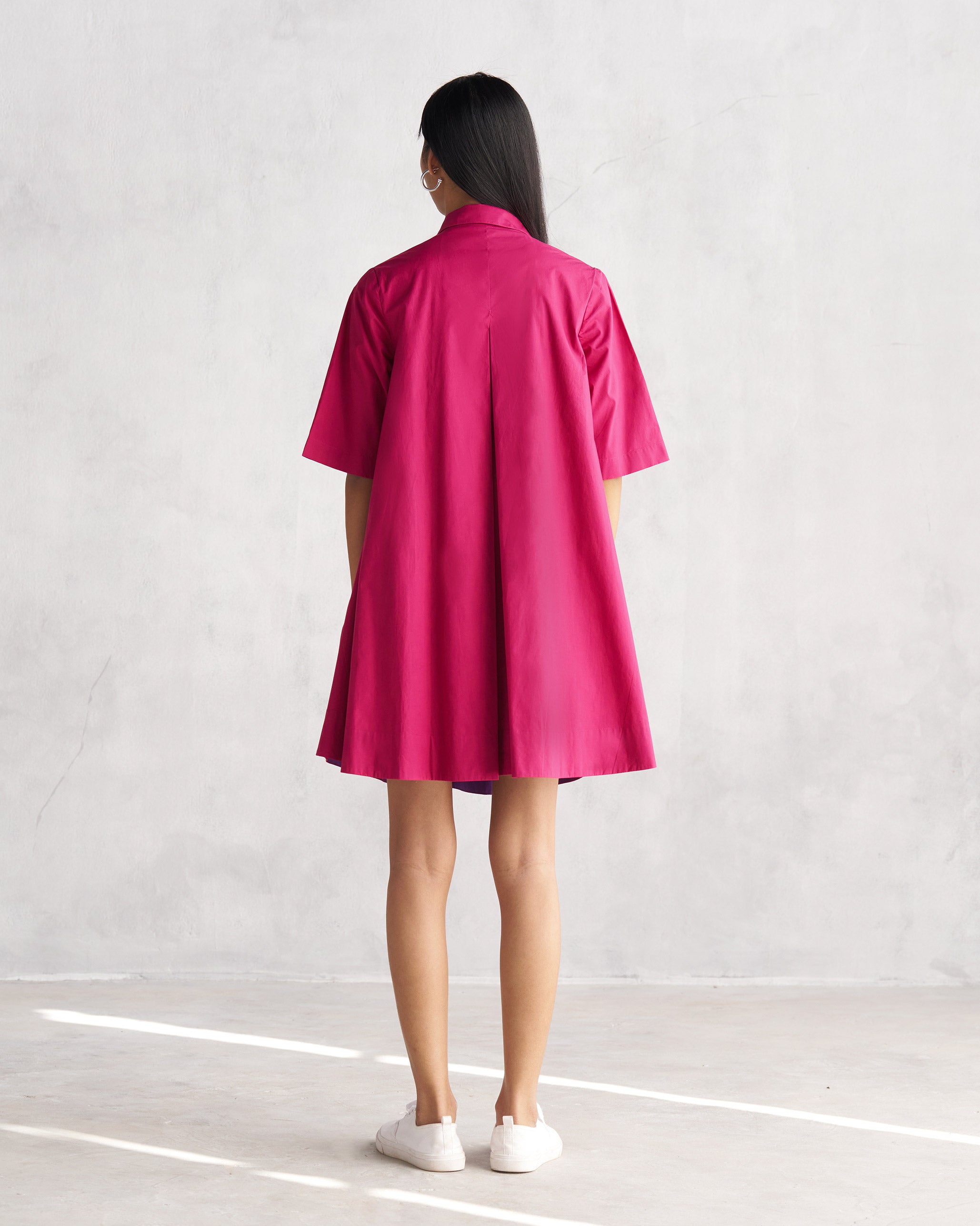 A-line Short Dress - Berry