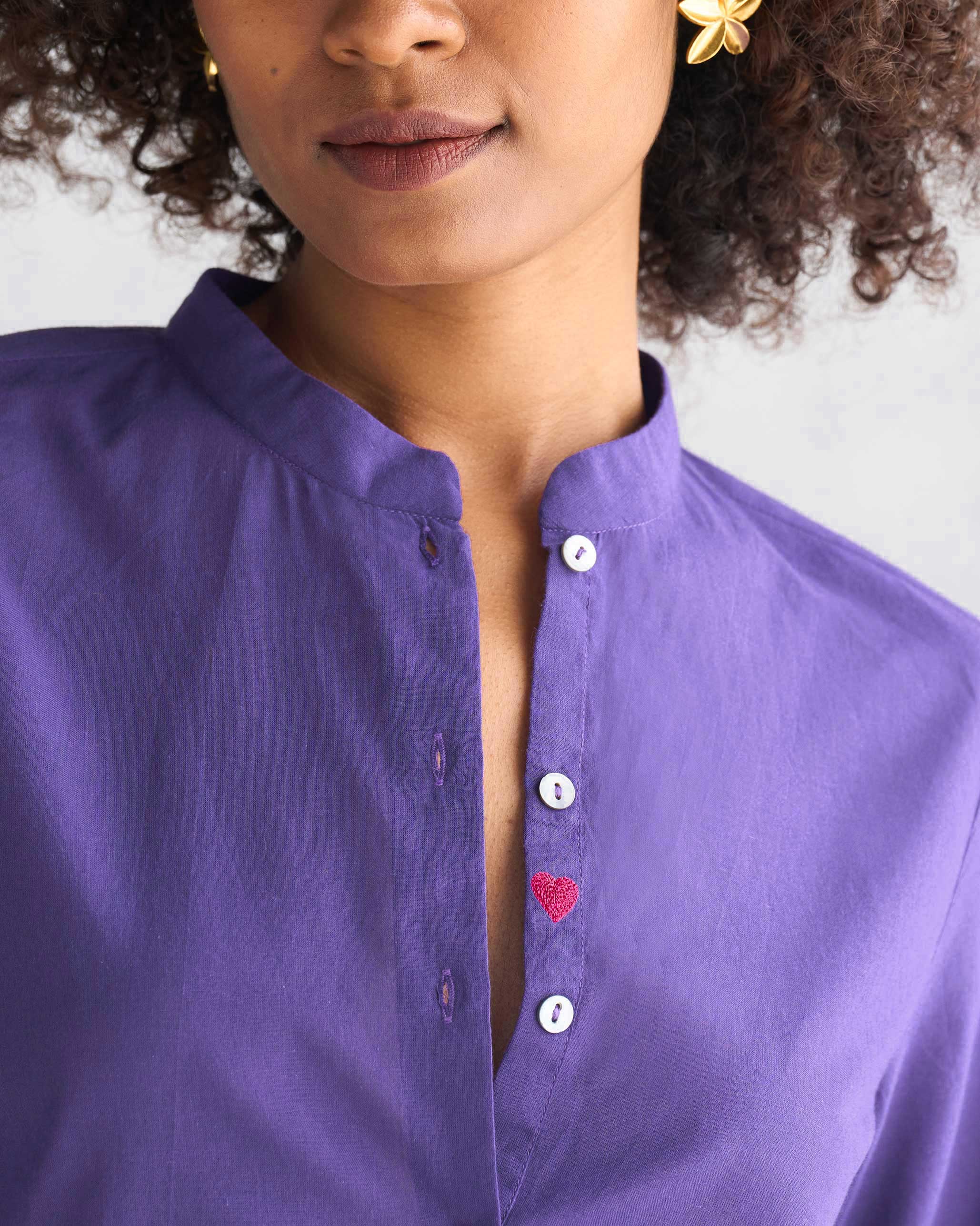 Mandarin Collar Top - Purple