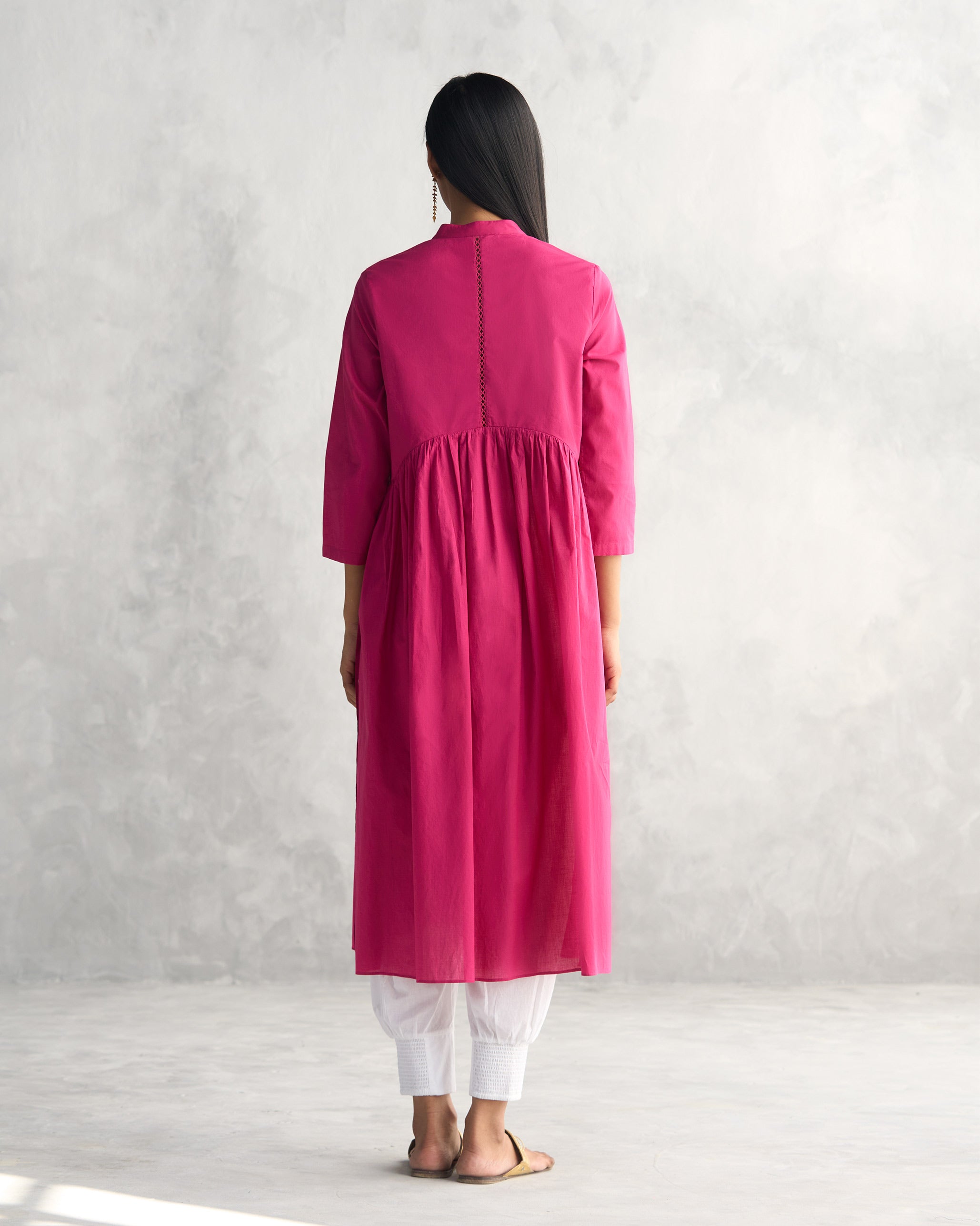 Waist Gathered Kurta - Berry