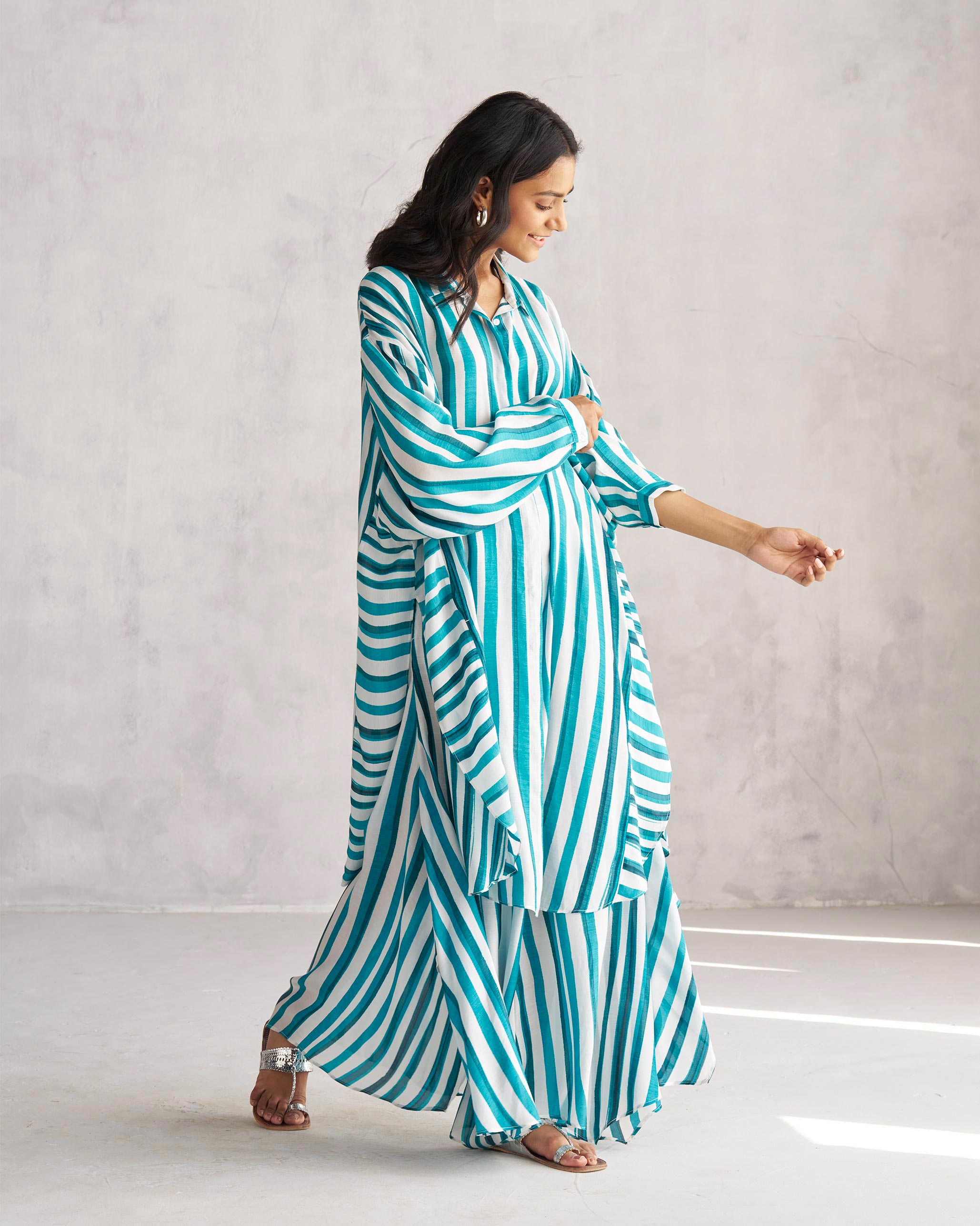 Pepo Kurta - Teal & White Tssxnb