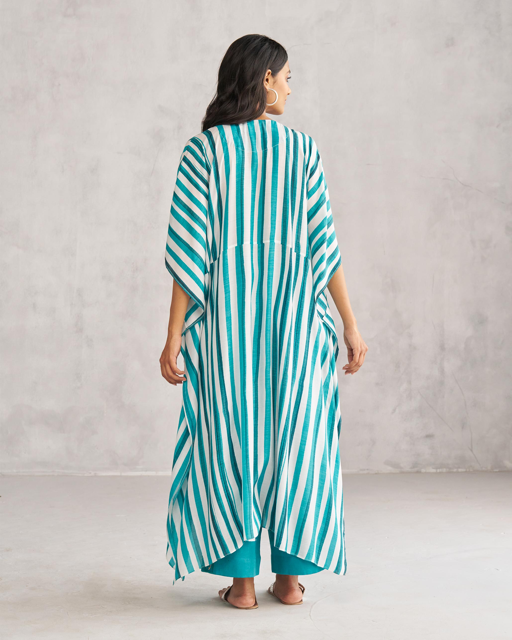 Celeste Kaftan - Teal & White Tssxnb