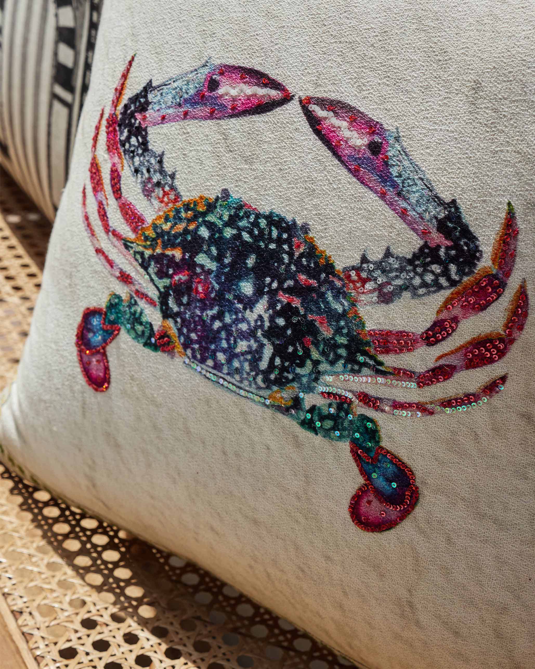 Crab Cushion Cover - Blue
