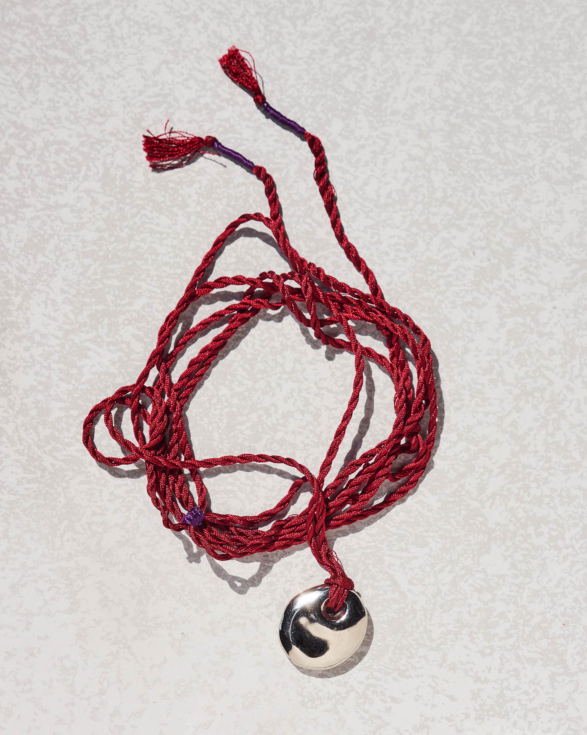 Pebble Necklace - Silver & Red