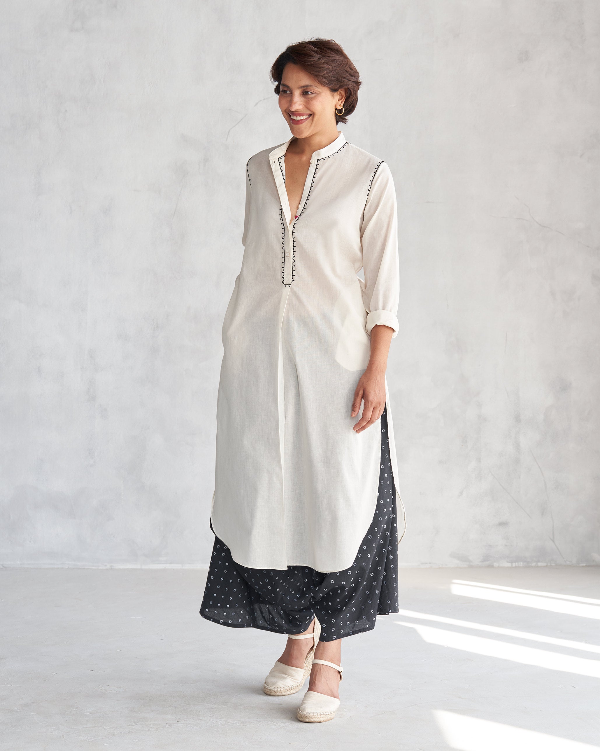 Basic Long Length Kurta - Ivory