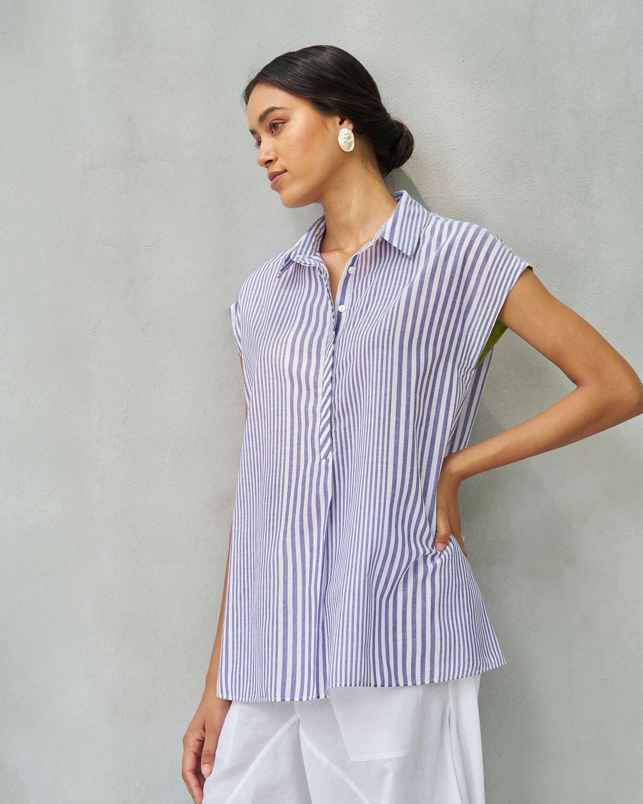 Daisy Top - Purple & White