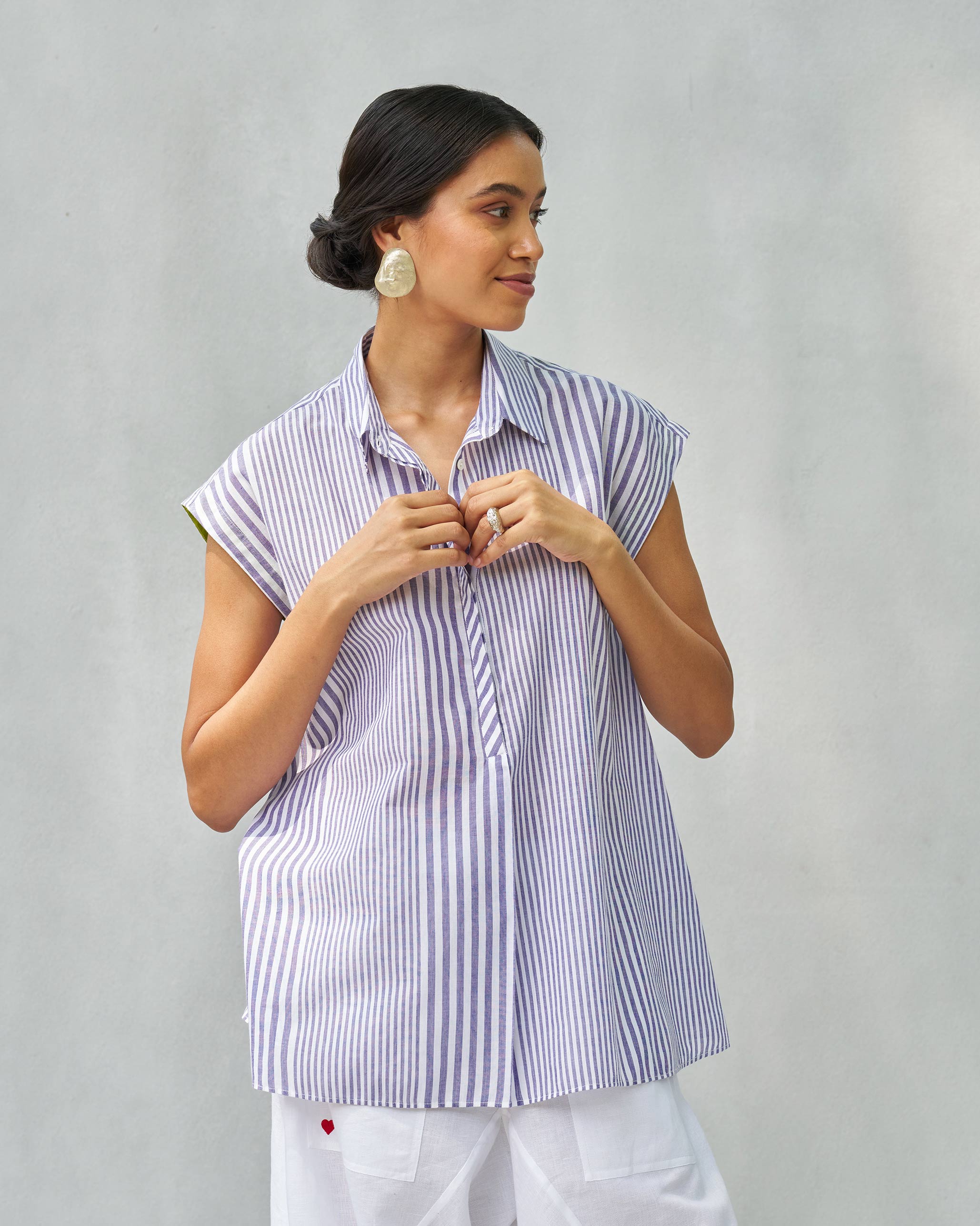 Daisy Top - Purple & White