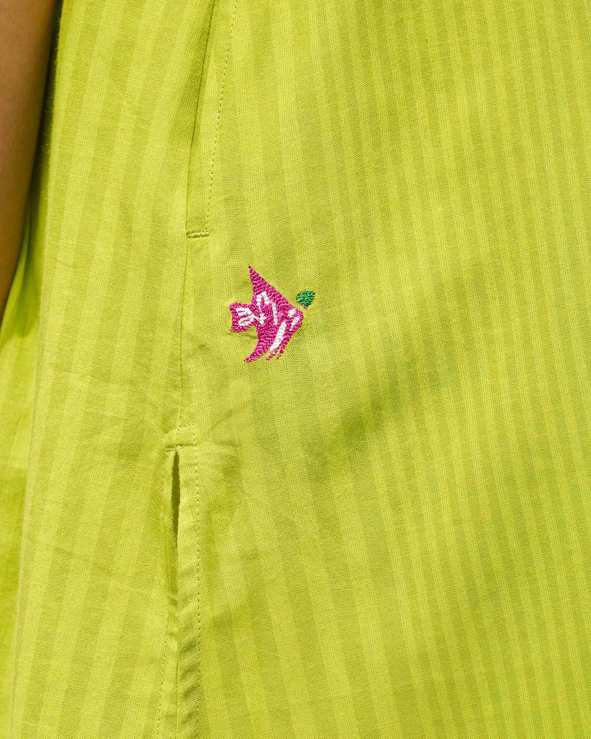 Pintuck Wrap Kurta - Lime