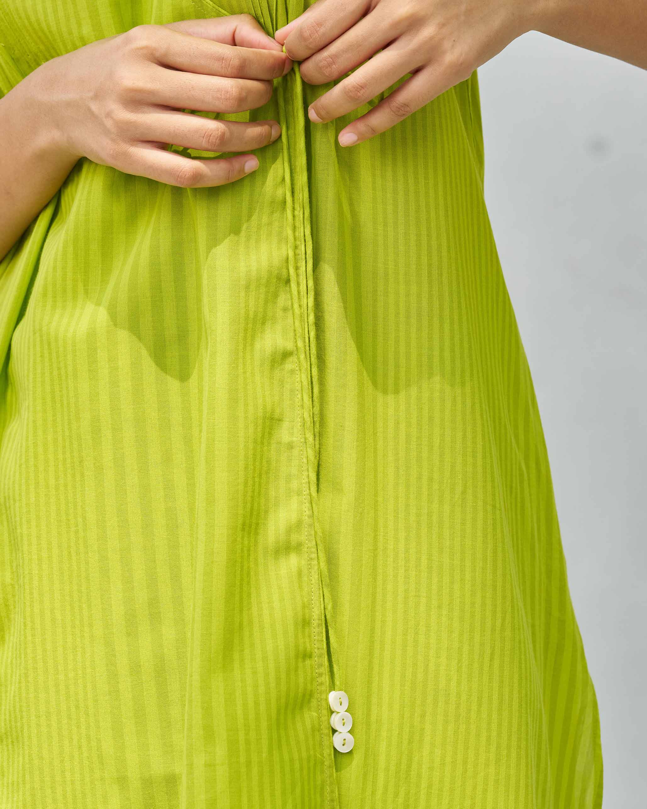 Pintuck Wrap Kurta - Lime