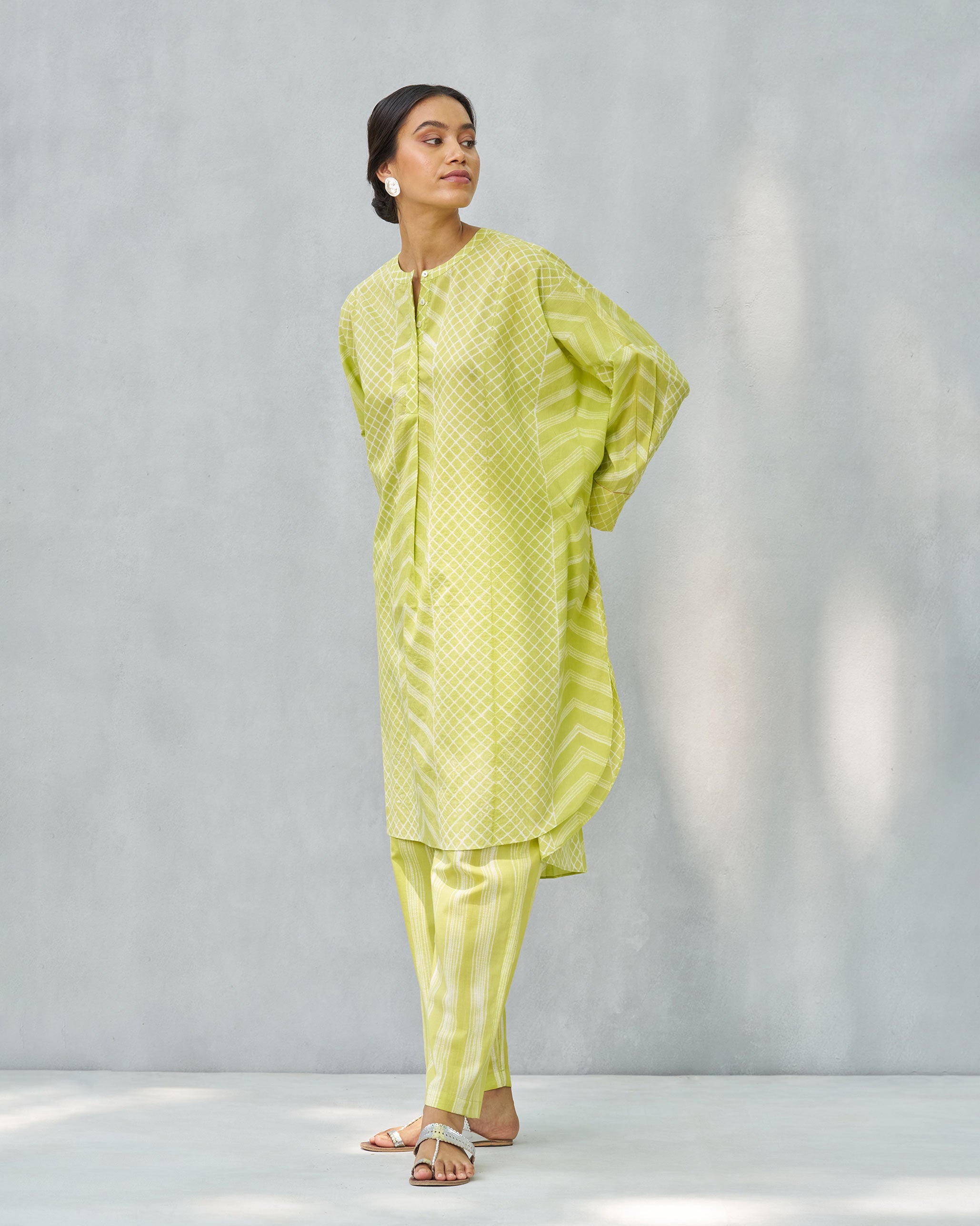 Lazy Sunday Tunic - Lime & Ivory