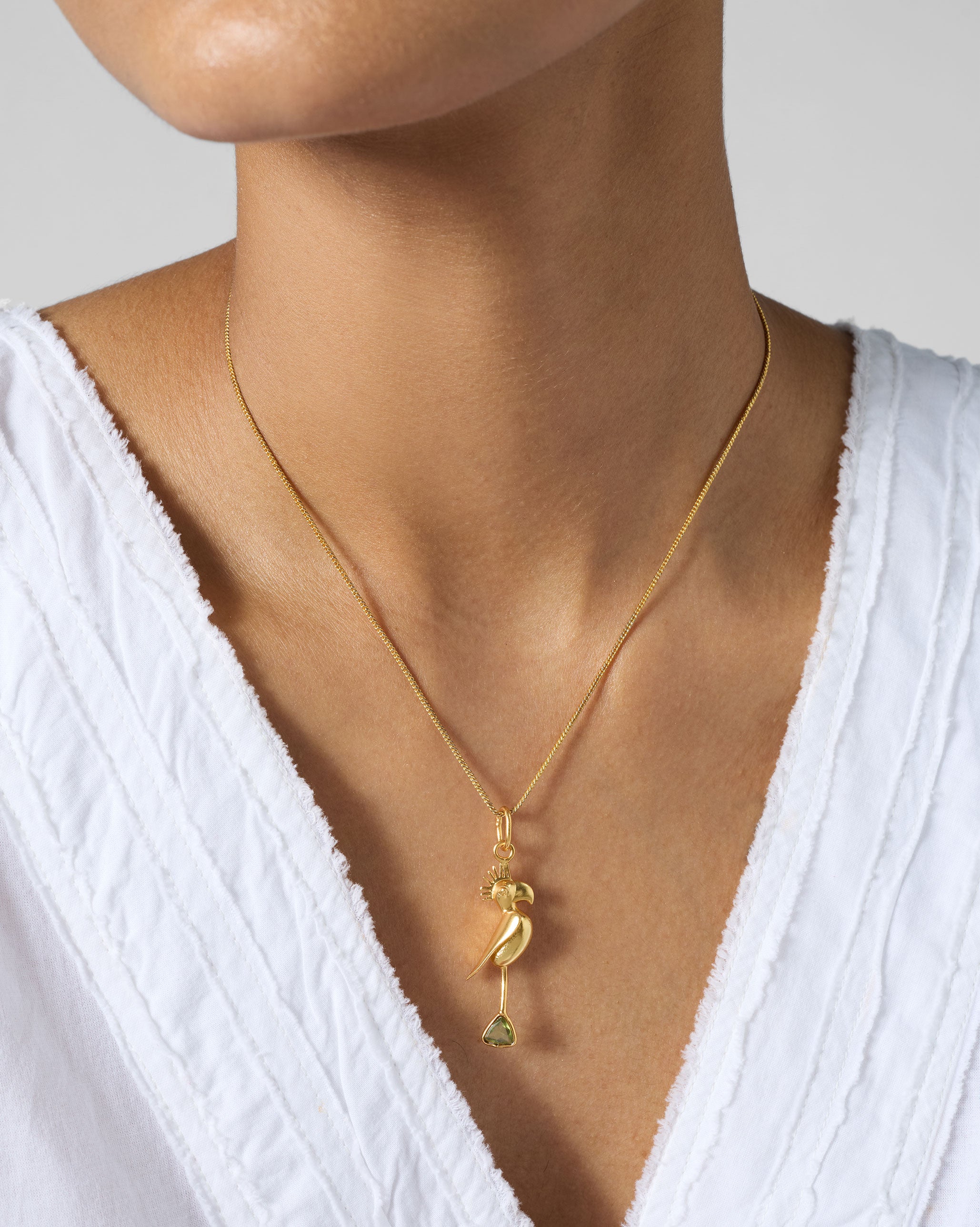 Parrot Charm with Chain - Gold