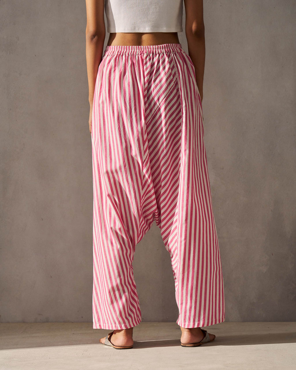 Souk Drop Crotch Pants - Fuchsia & Ivory – Nicobar