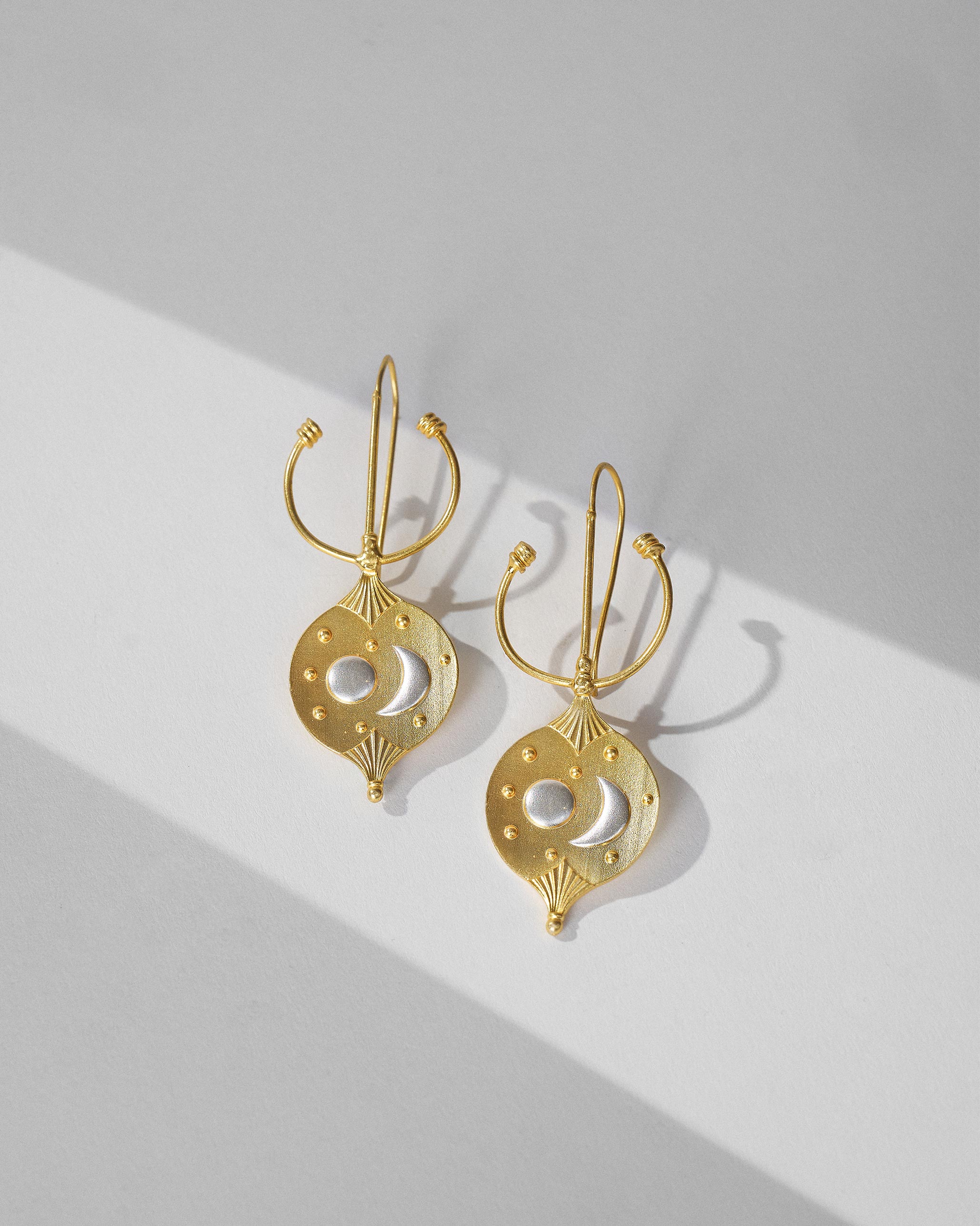 Nebra Disk Earrings - Gold & Silver