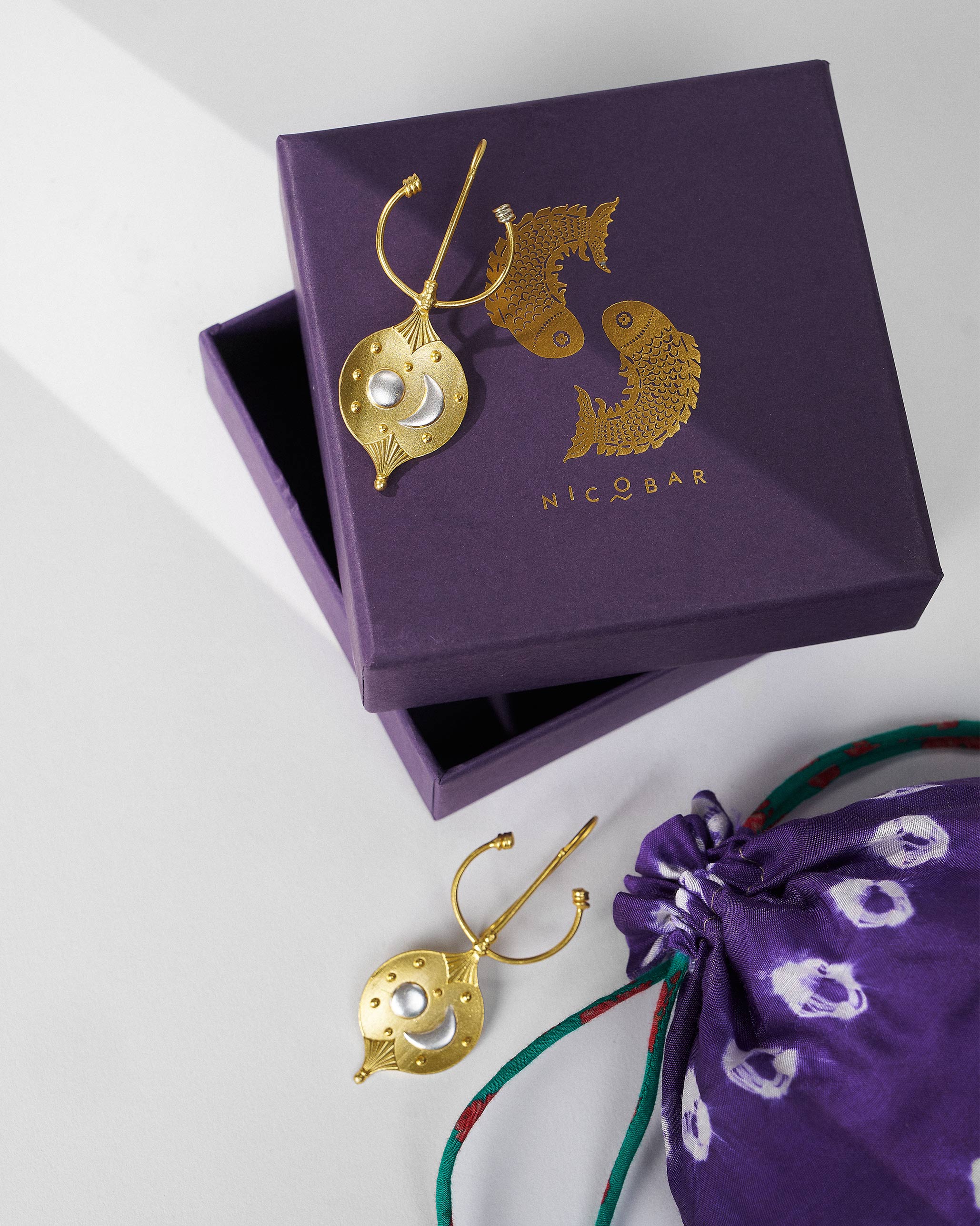 Nebra Disk Earrings - Gold & Silver